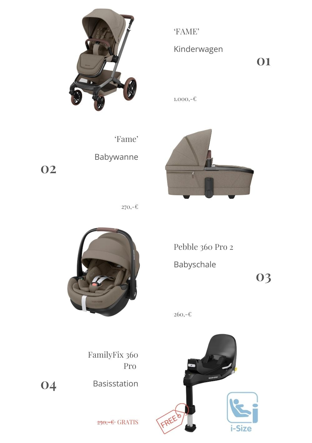 Premium Bundle 4in1 Kinderwagen 'Fame' Twillic Truffle
