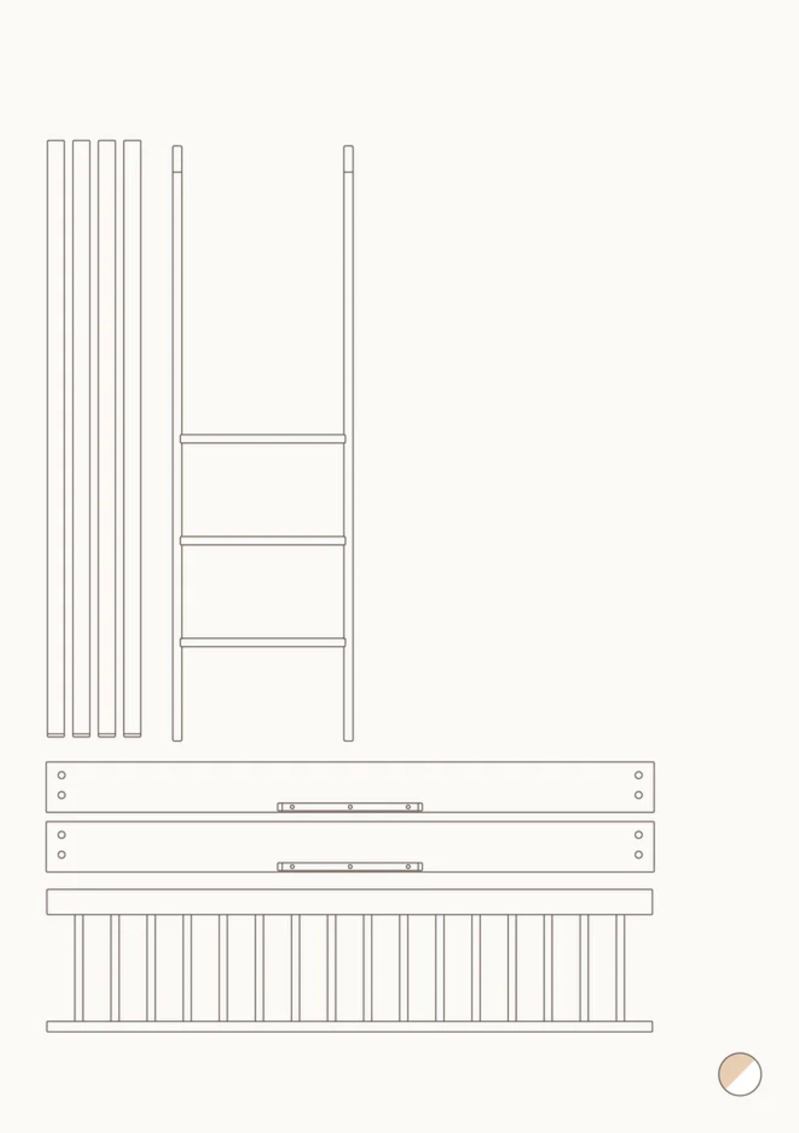 Oliver Furniture Umbauset zum halbhohen Etagenbett 'Wood Mini+' Weiß / Eiche