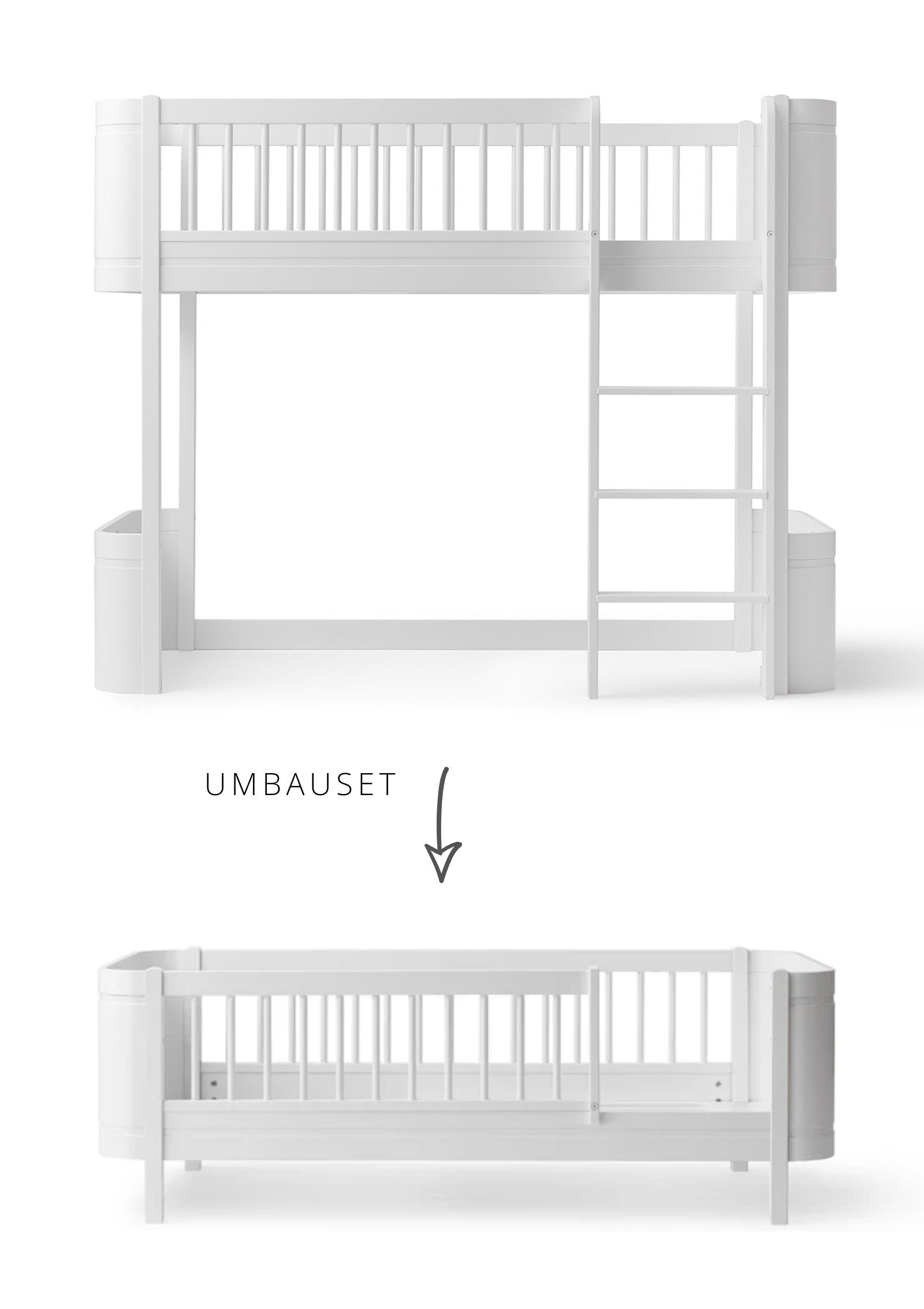 Oliver Furniture Umbauset für 'Wood Mini+' halbhohes Hochbett zum Juniorbett Weiß