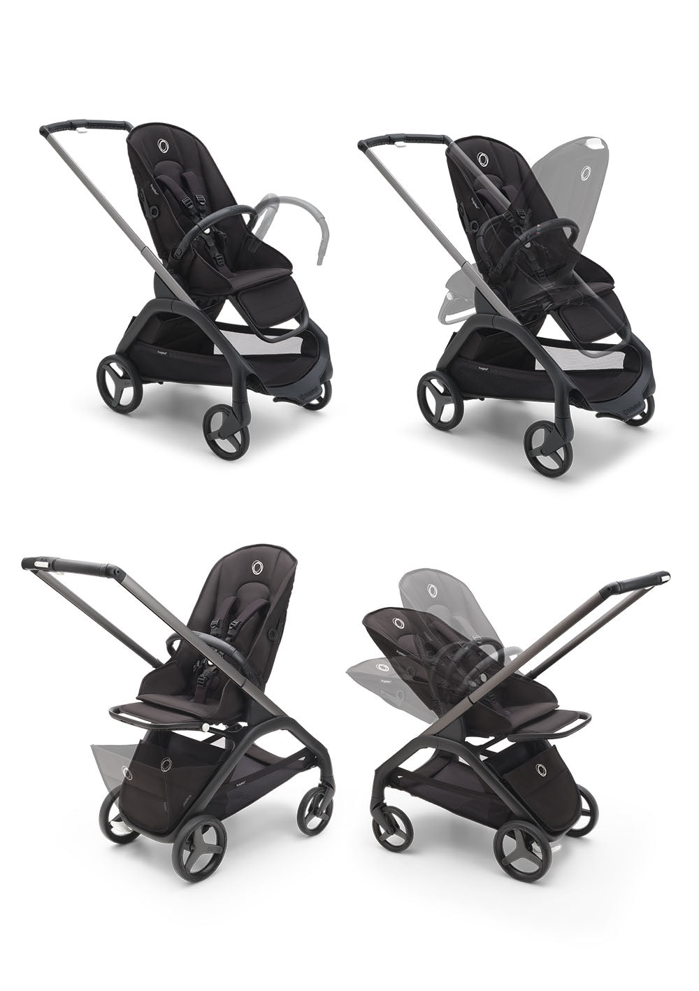 Bugaboo Dragonfly Kinderwagen Schwarz / Mitternachtsschwarz-Mitternachtsschwarz