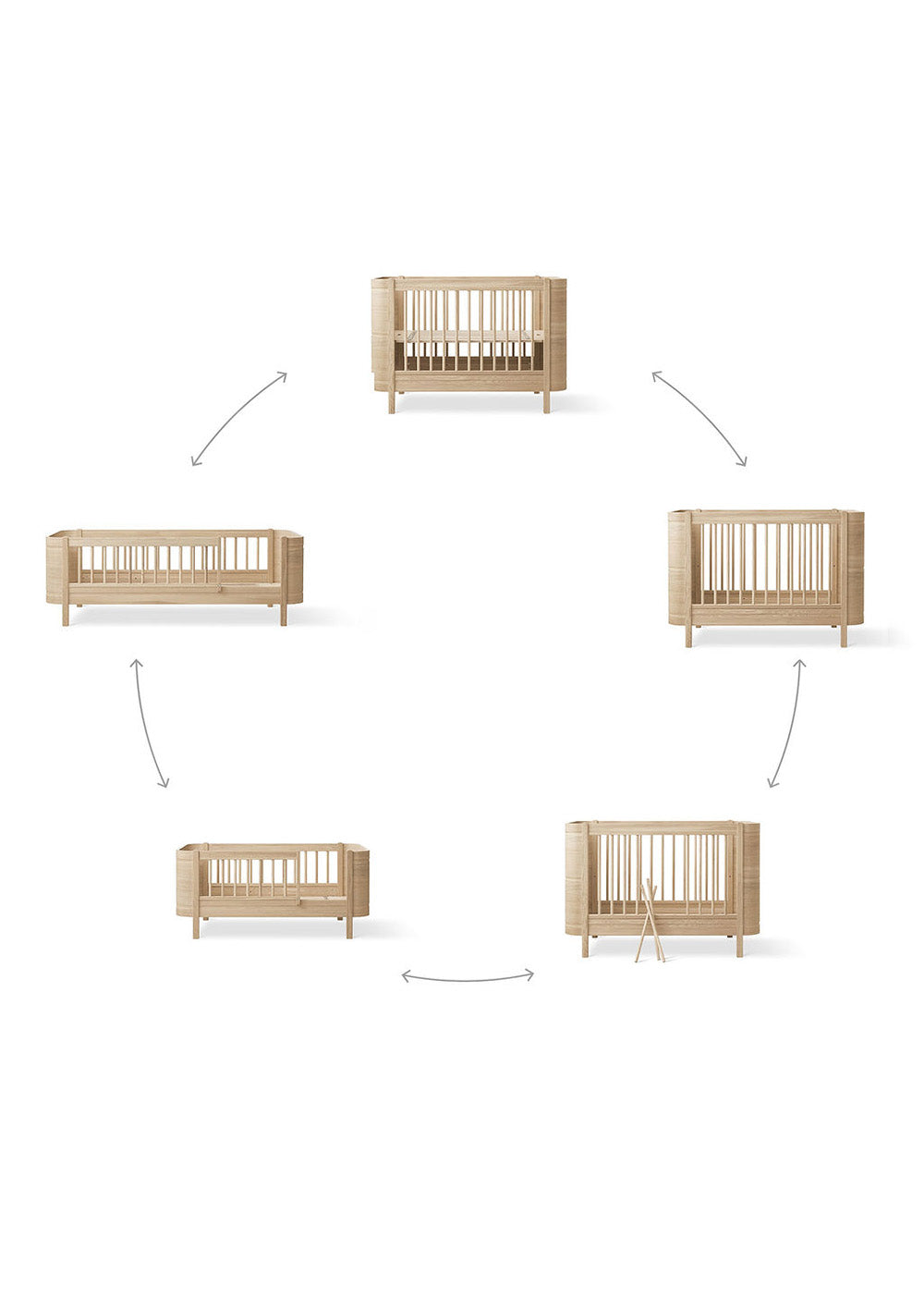 'Wood' Mini+ Babybett Eiche