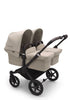 Zwillingskinderwagen-Set 'Donkey 5 Twin' Schwarz / Wüstentaupe