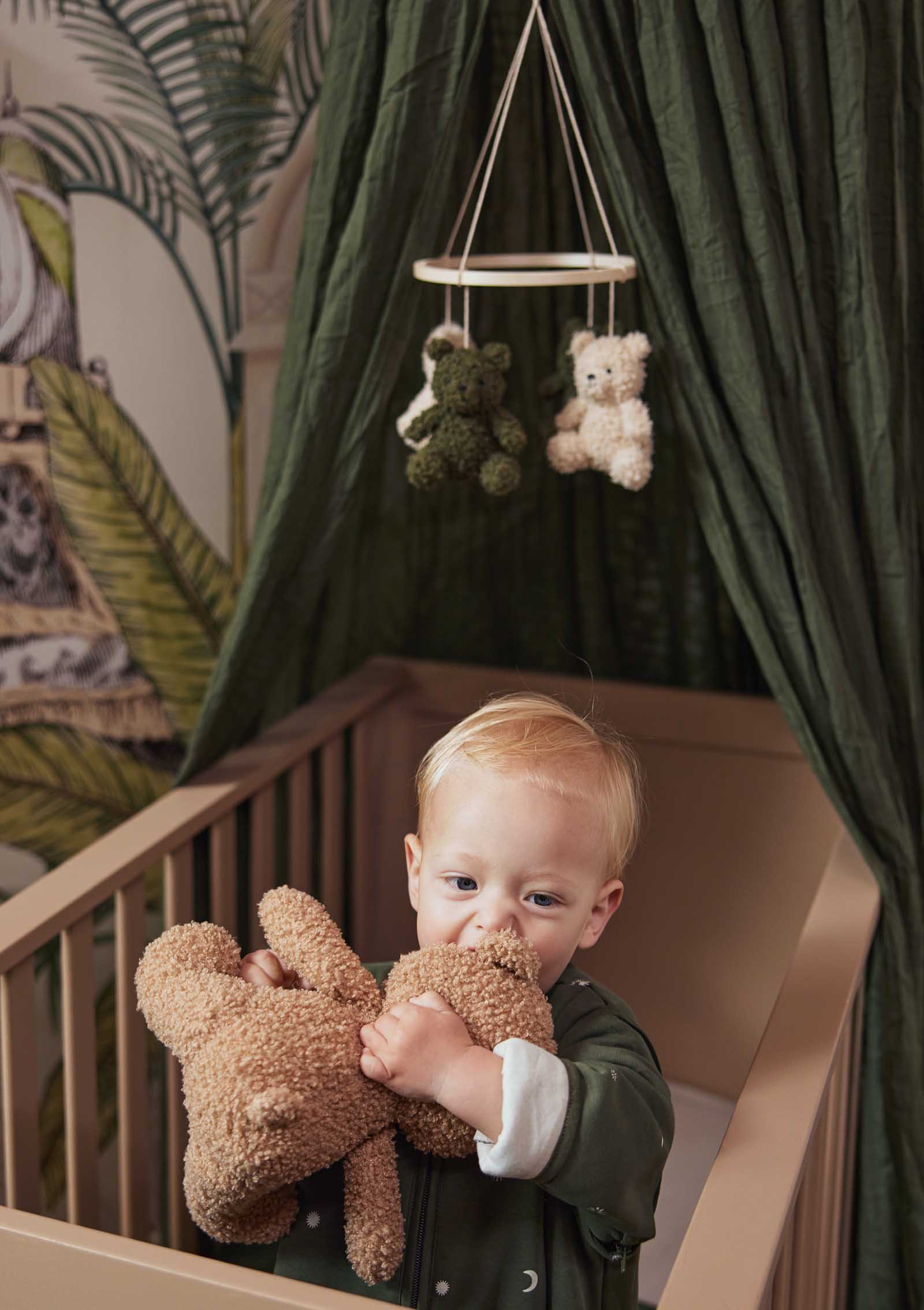 Jollein Baby Mobile Teddy Bear Leaf Green