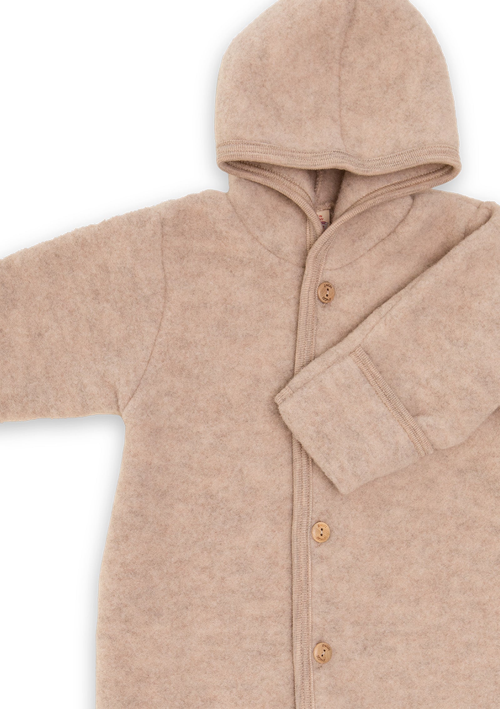 Wollfleece Overall mit Kapuze sand melange