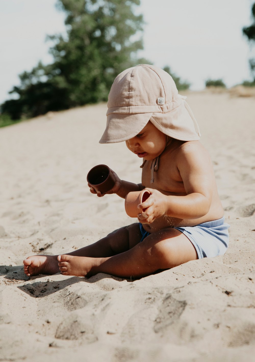Cloby Wendbarer Sonnenhut UPF 50+ Peanut Brown/Sandy Beach