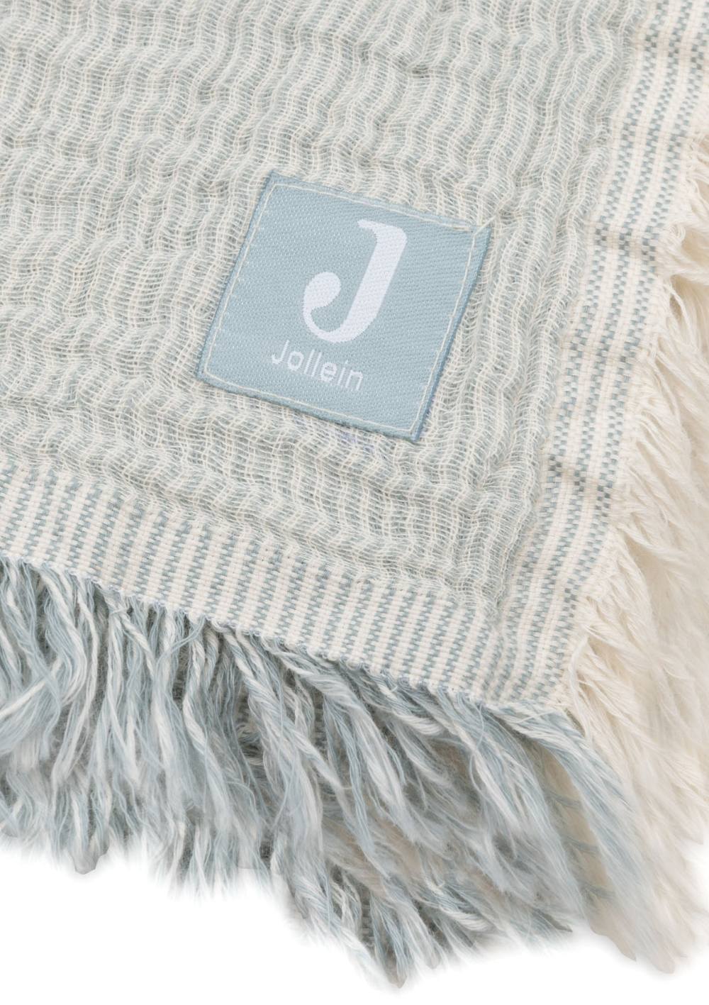 Musselin Decke 'Fringe Stripe' Sea Green 75 x 100 cm