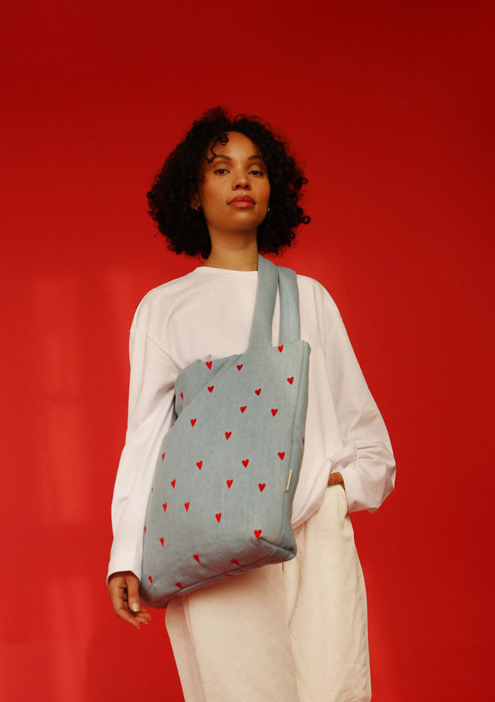 Studio Noos Tasche 'Denim Mom-Bag' Hearts