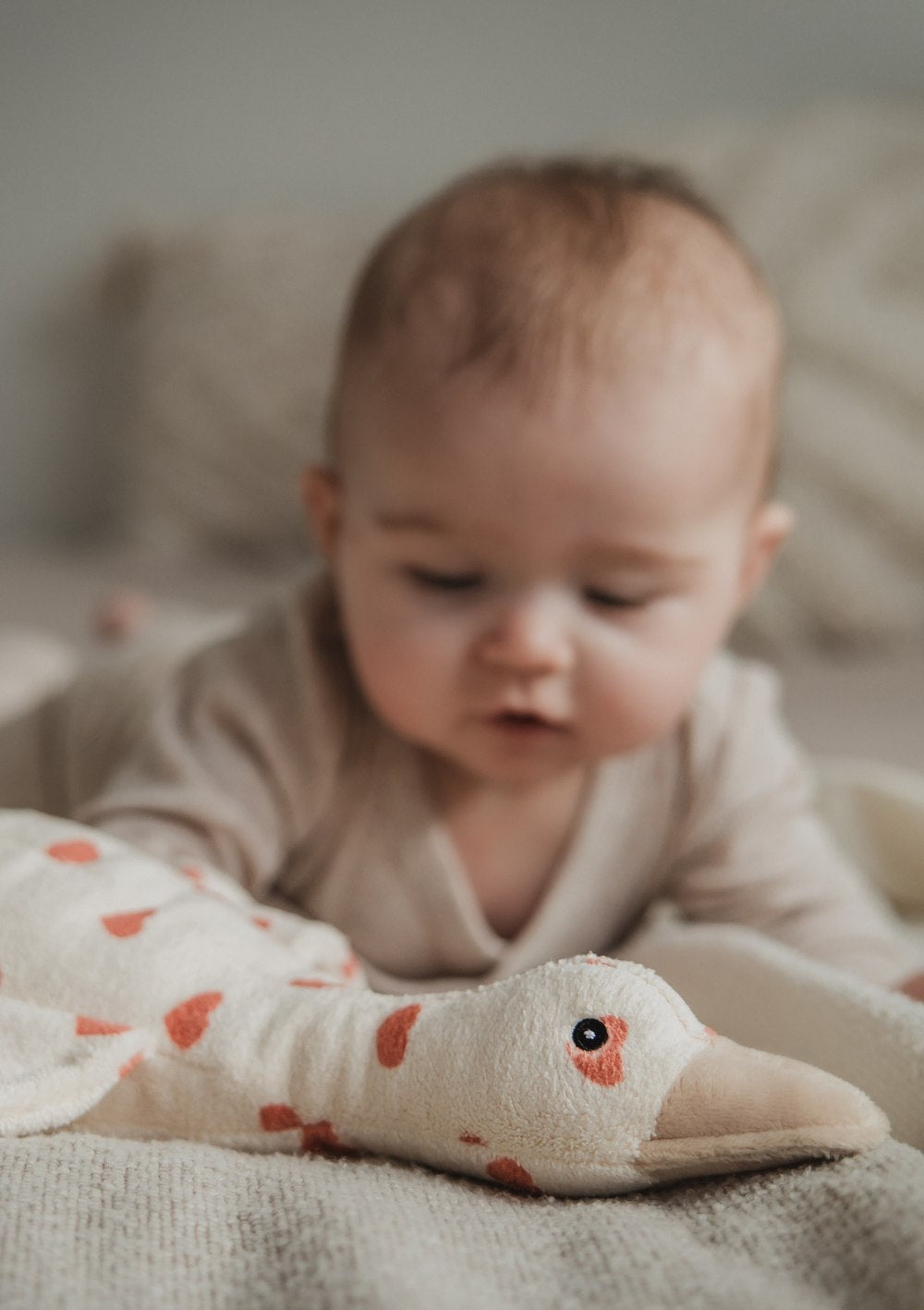 flow AMSTERDAM Kuscheltier mit Spieluhr 'Liva' Beige Hearts