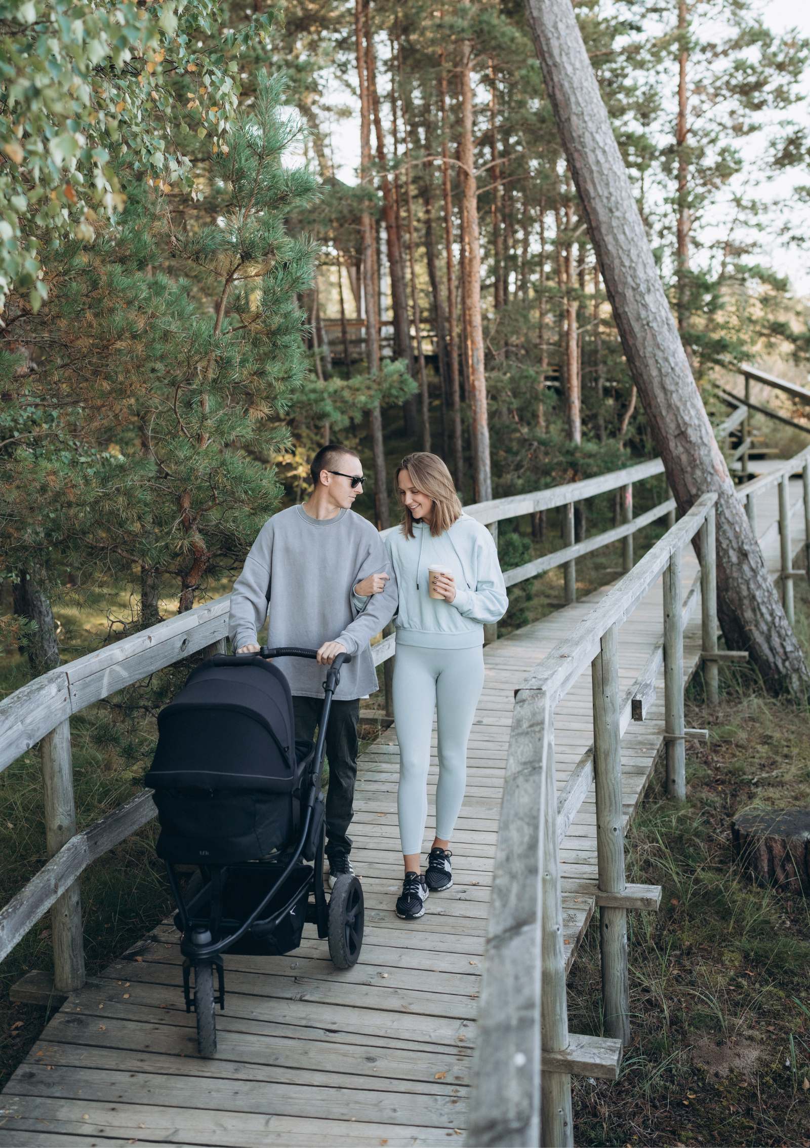 TFK Kombi-Kinderwagen 'Mono 3' Schwarz – Waldspaziergang
