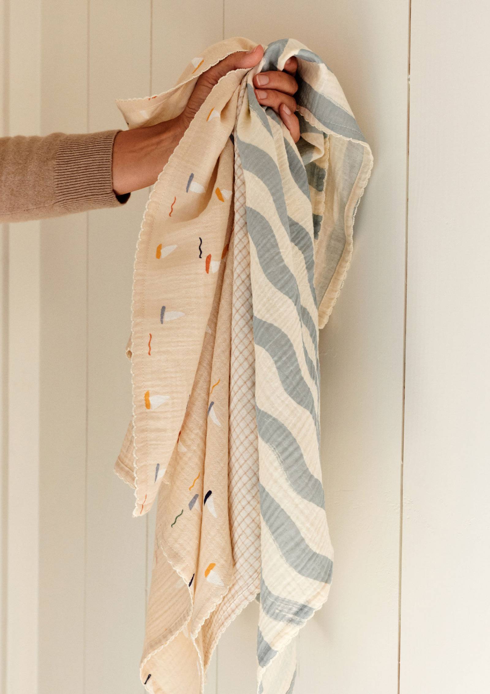 Dear April 3er Pack Musselin Mulltücher 'Mio' Pond Boats und Waves