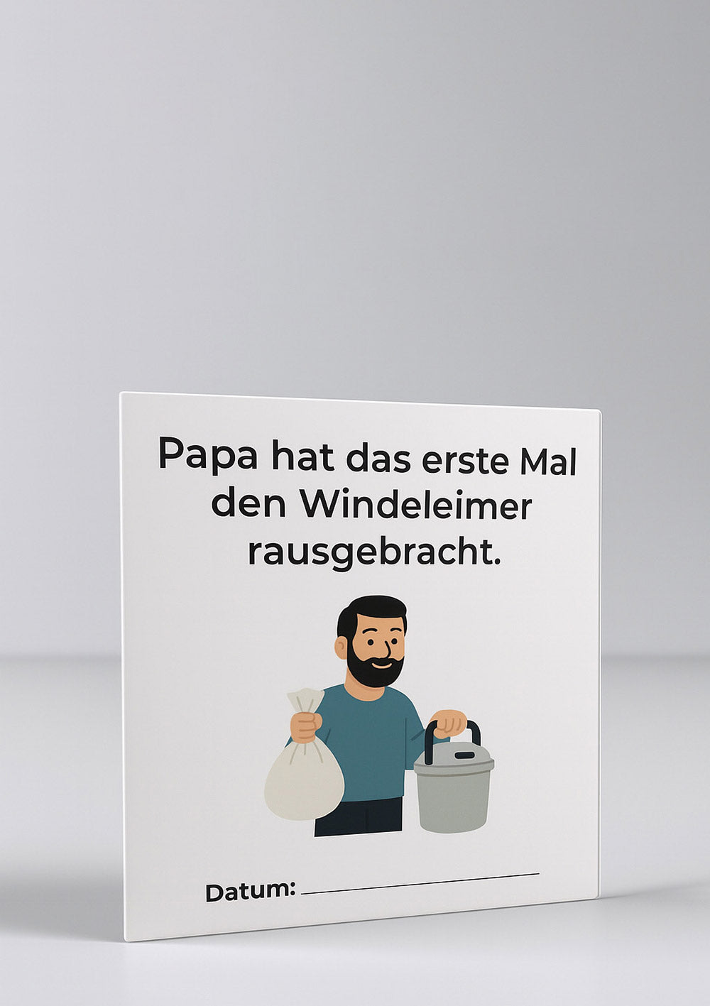 Papa Meilensteine, 24 Fotokarten - das erste Mal Windeleimer rausgebracht