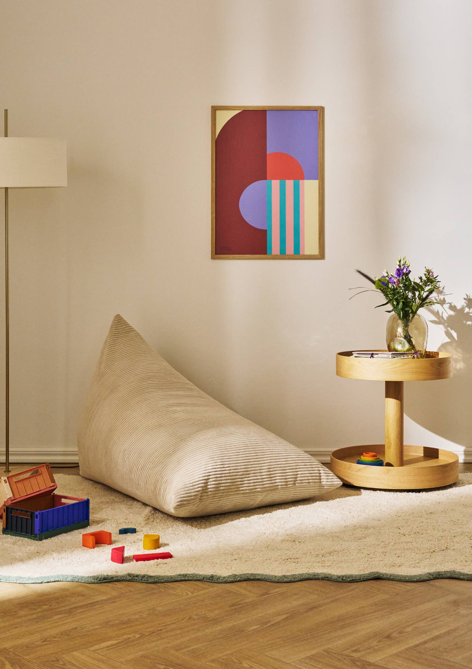 Funzy Lounger Sitzsack Cord Creme Beige