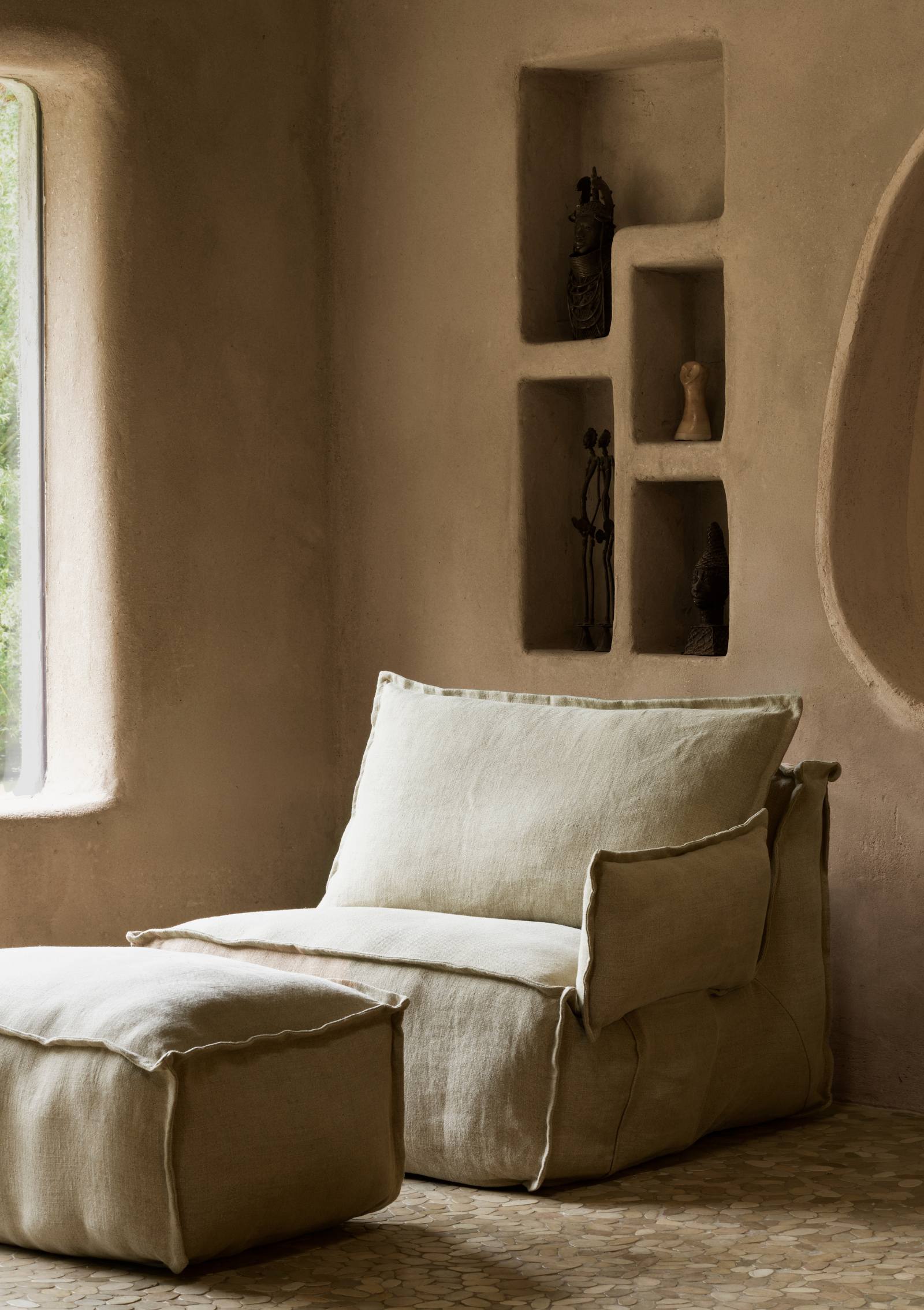 Quax Lounge-Sessel 'Linen Lounger' Beige mit einer Armlehne