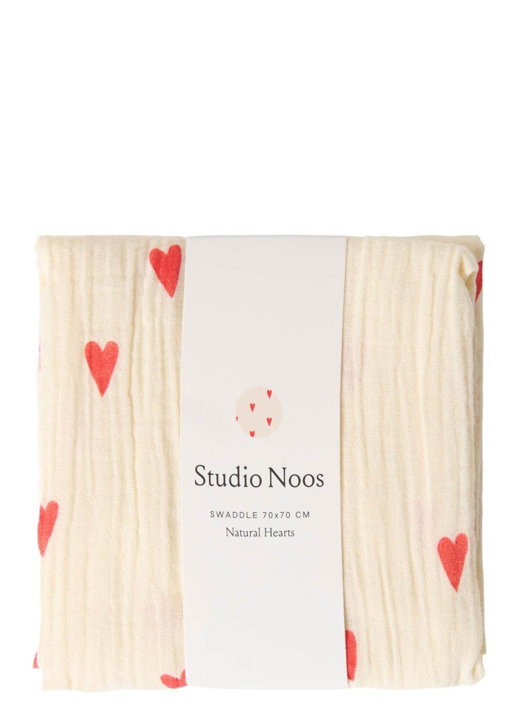 Studio Noos Musselin Mulltuch 'Swaddle Print Medium' Beige Hearts 70 x 70 cm