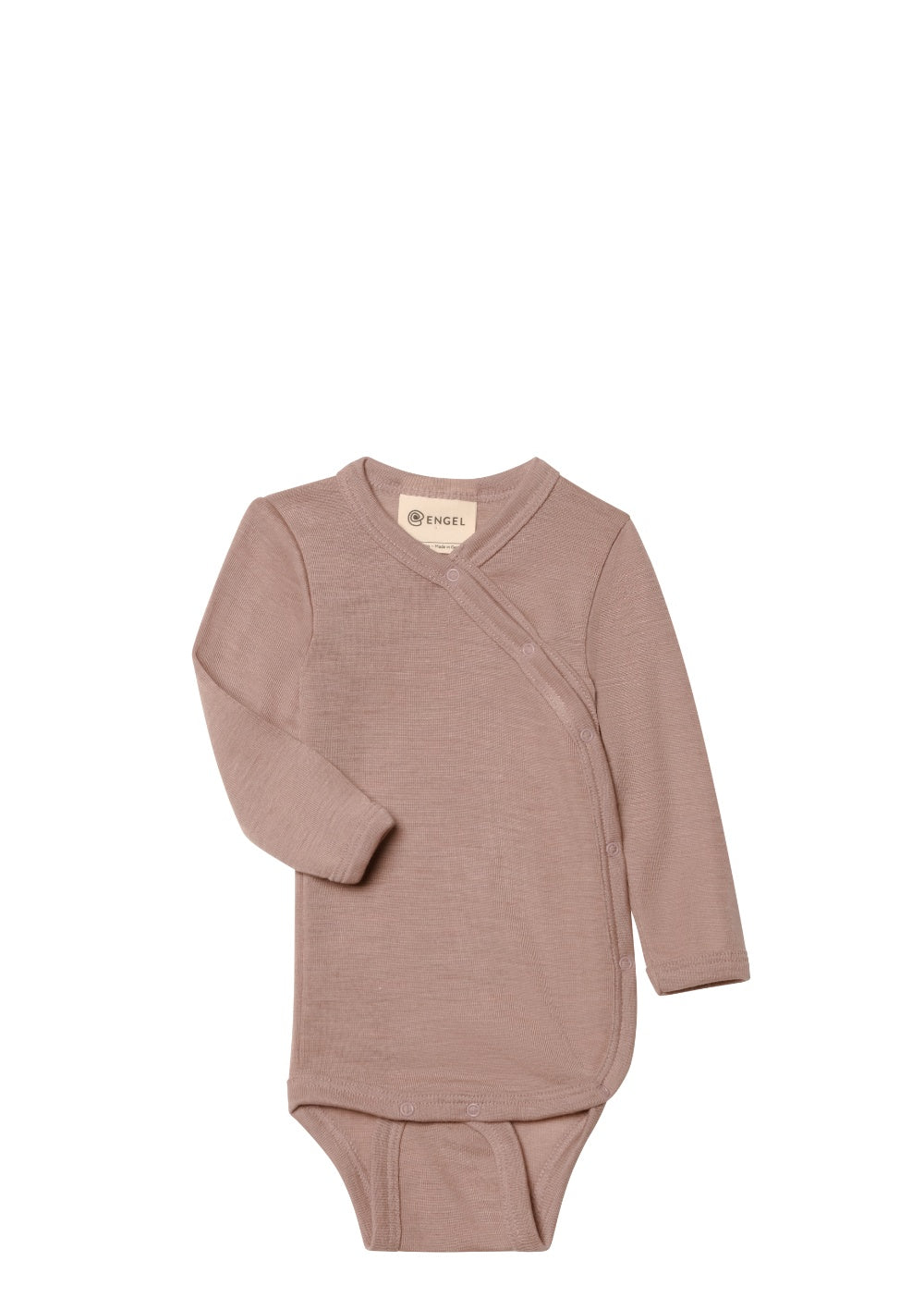 Engel Natur Wolle/Seide Wickelbody Langarm dustyrose