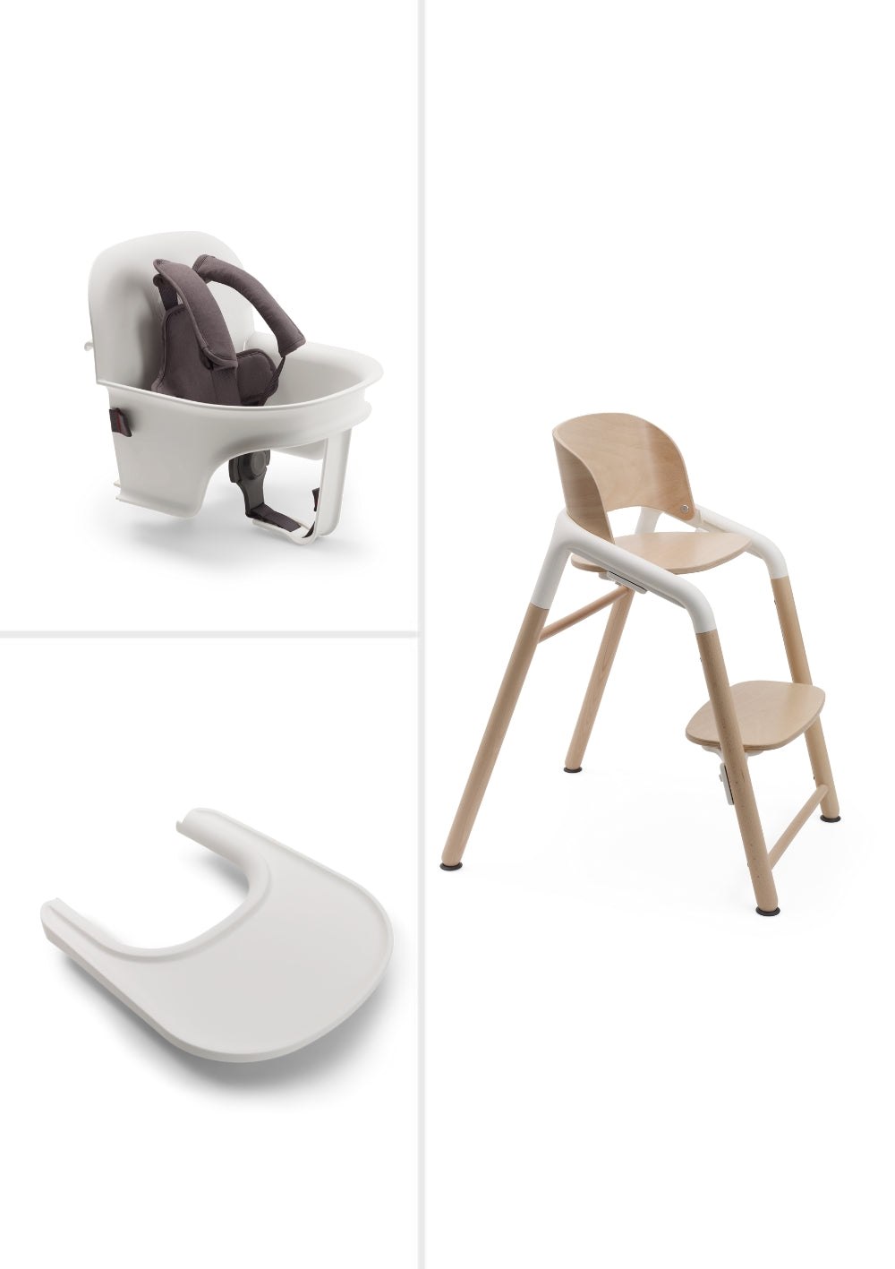 Bugaboo Komplettes Hochstuhl-Set 'Giraffe' neutrales Holz / Weiß