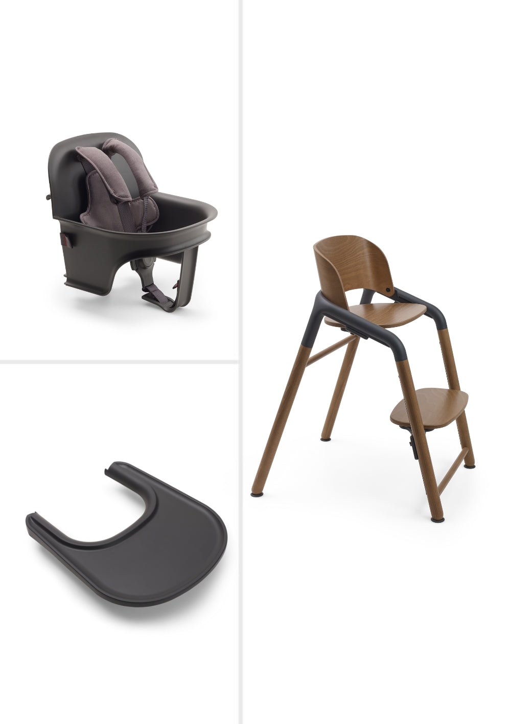 bugaboo hochstuhl Bugaboo Komplettes Hochstuhl-Set 'Giraffe' warmes Holz / Grau