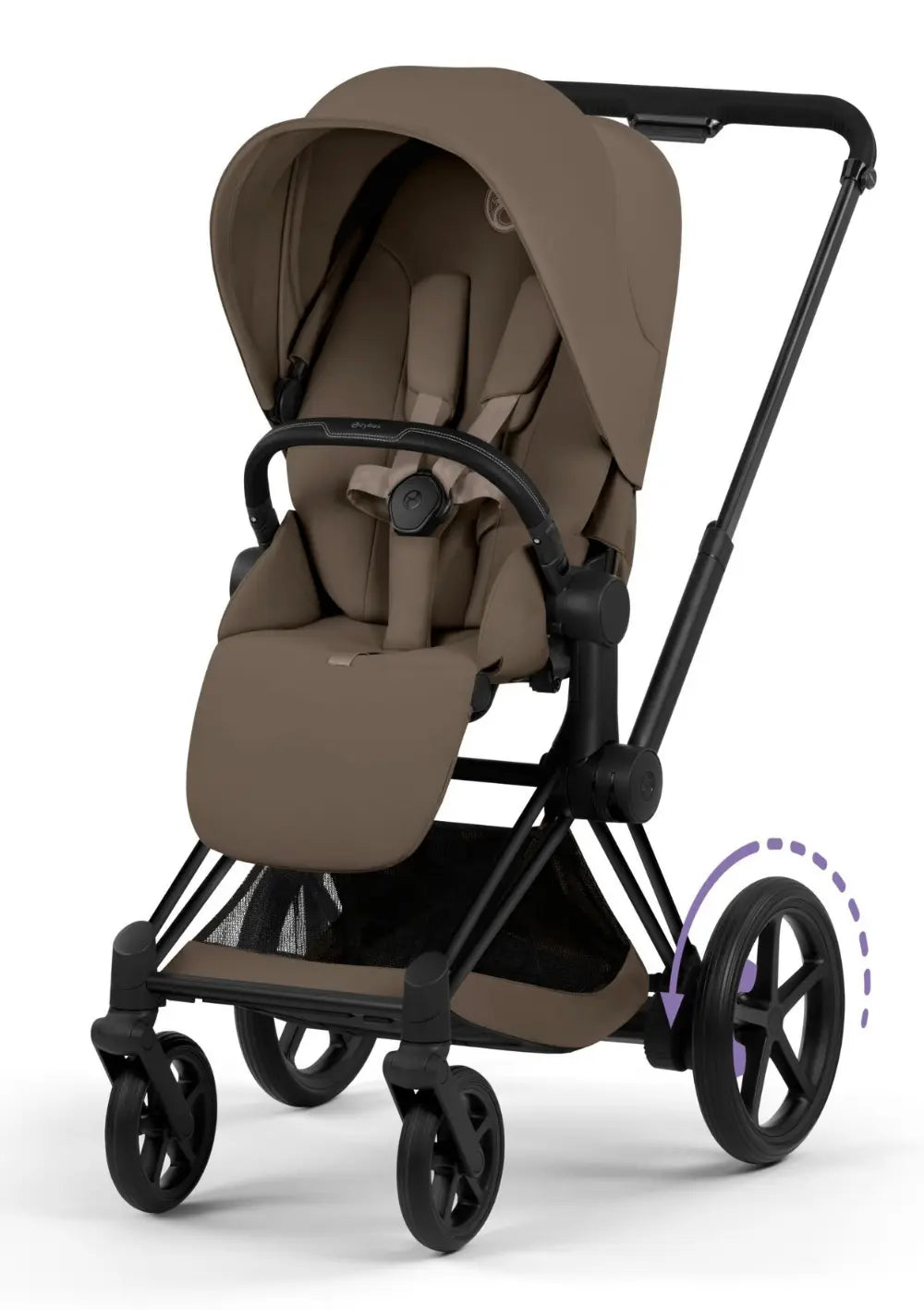 Cybex Kinderwagen-Set 'e-Priam Comfort' Coconut Brown (Frame Matt Black)