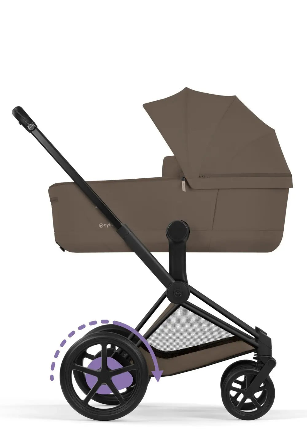Cybex Kinderwagen-Set 'e-Priam Comfort' Coconut Brown (Frame Matt Black)