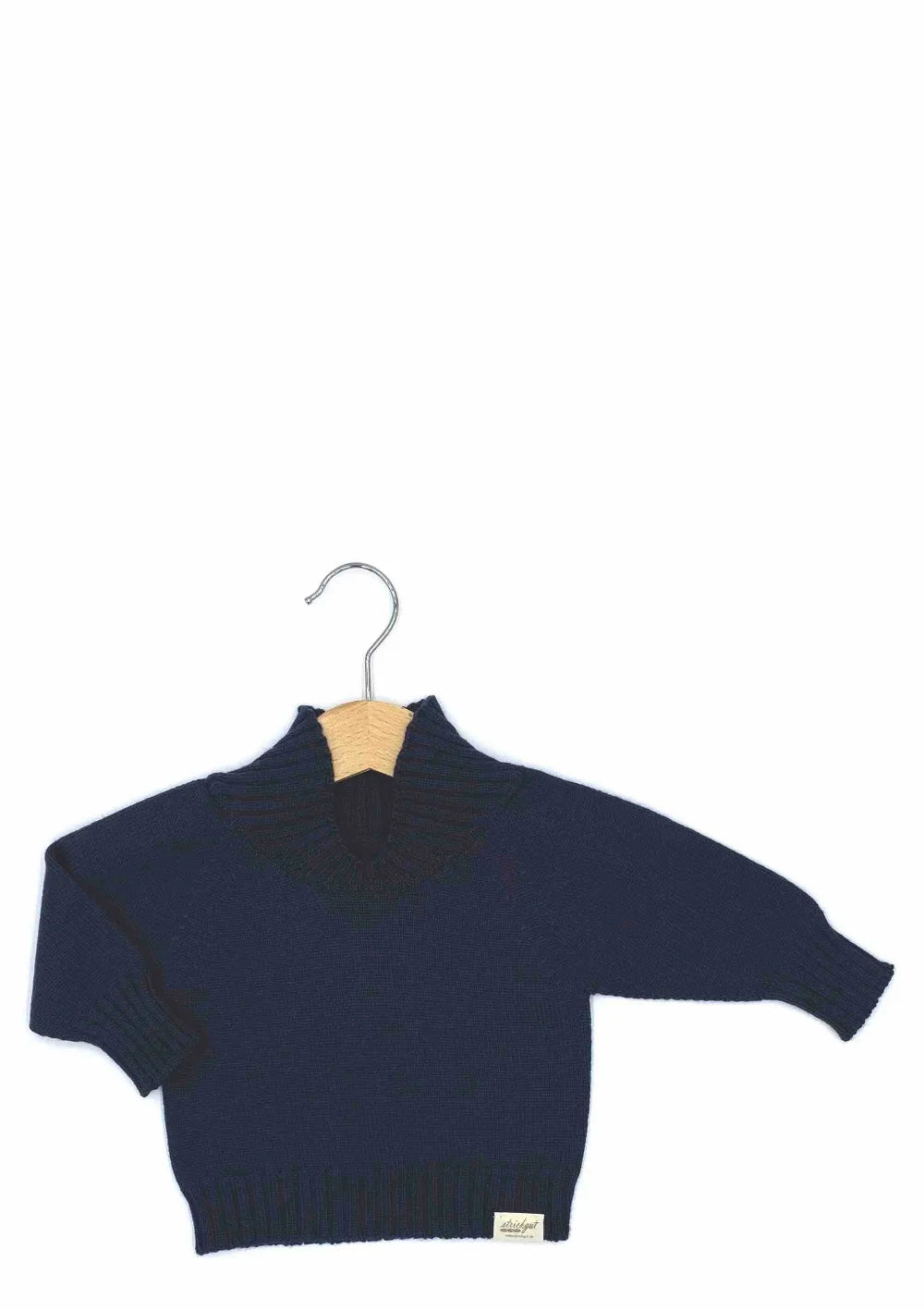 Merino Babypullover mit dehnbarem Halsausschnitt Indigo