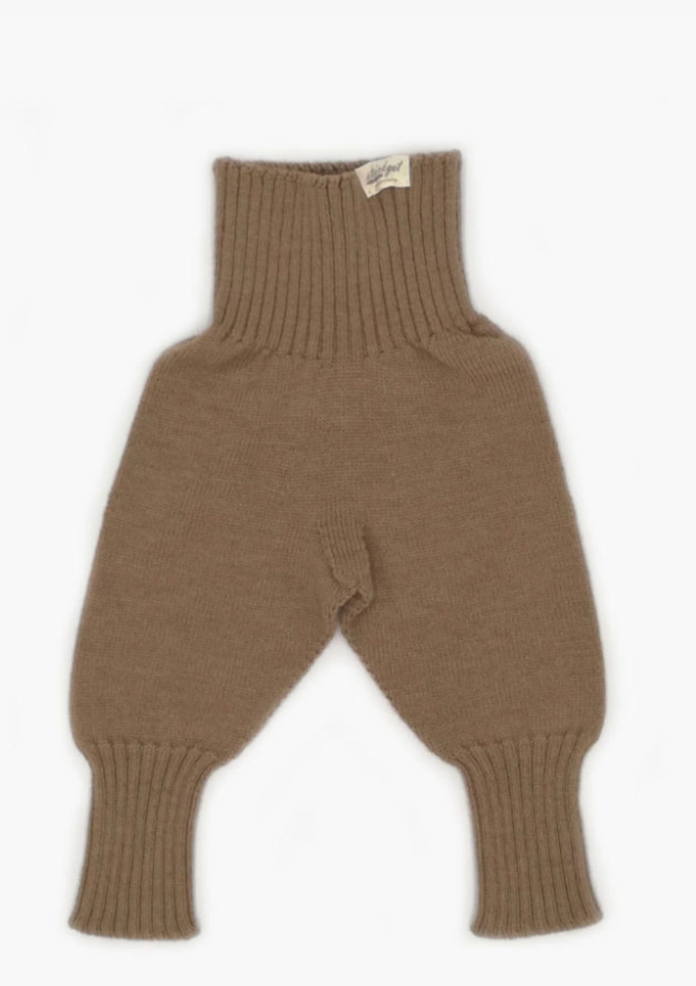 Strickgut Merino Babyhose mit weichem Bund zum Mitwachsen Camel