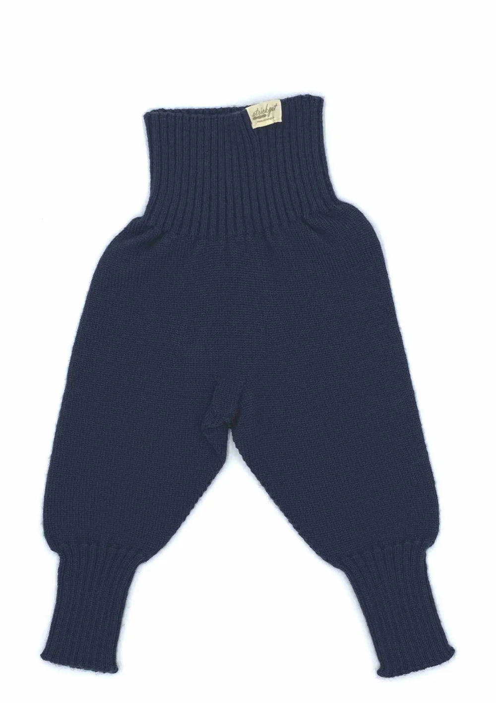 Strickgut Merino Babyhose mit weichem Bund zum Mitwachsen Indigo