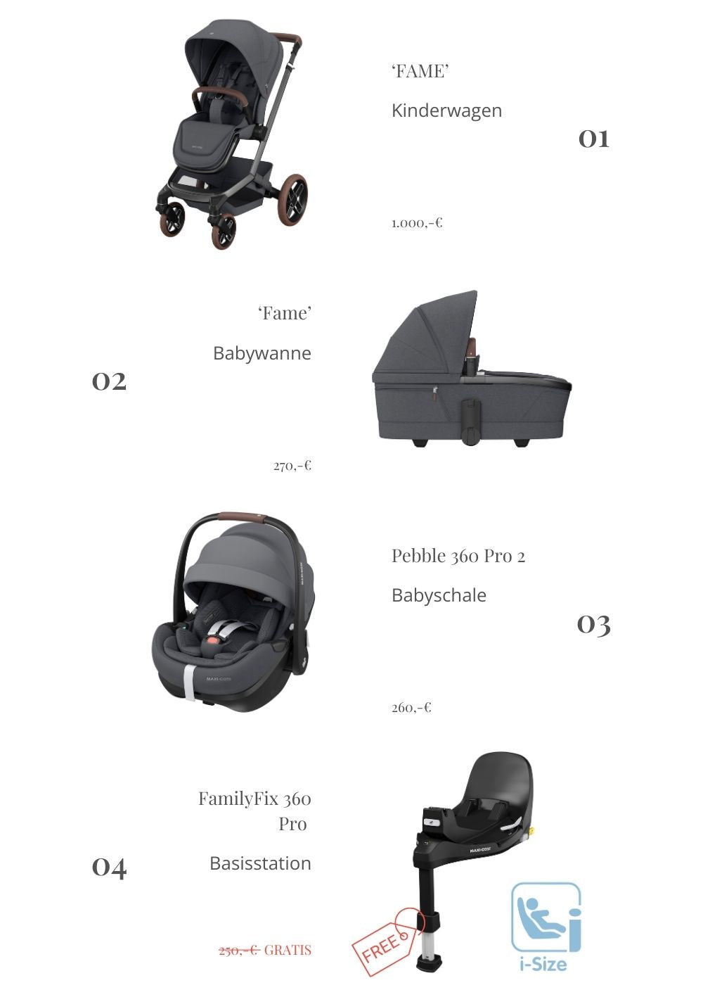 Premium Bundle 4in1 Kinderwagen 'Fame' Twillic Graphite