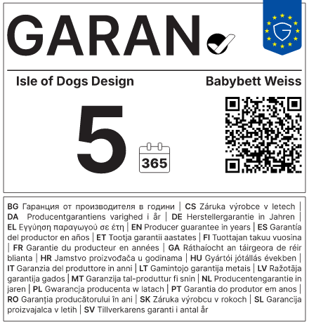 Vollständiges GARAN-Label, 5 Jahre Garantie auf Babybett weiß 140 x 70 cm