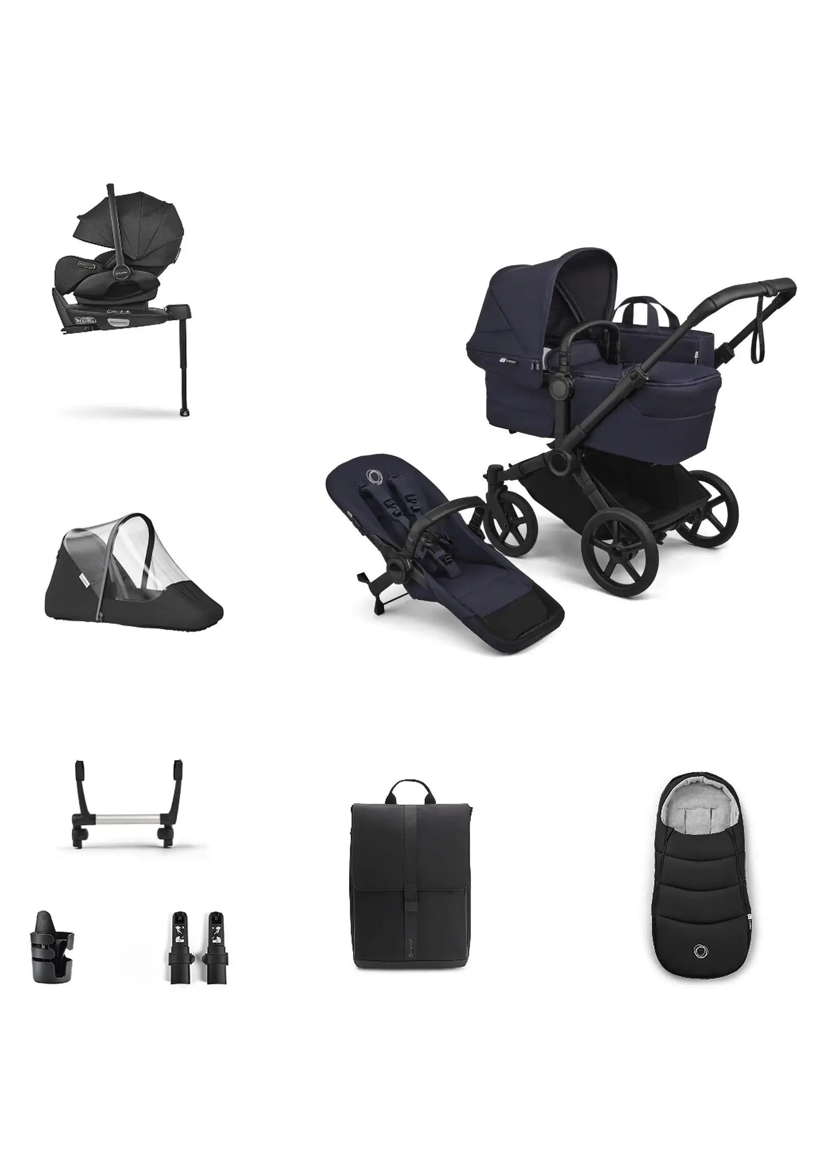 'Donkey 6 Single' Bundle – Komplettes Kinderwagen-Set Deep Indigo