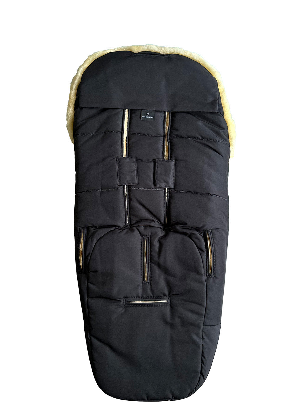 Premium Lammfell-Fußsack midnight black