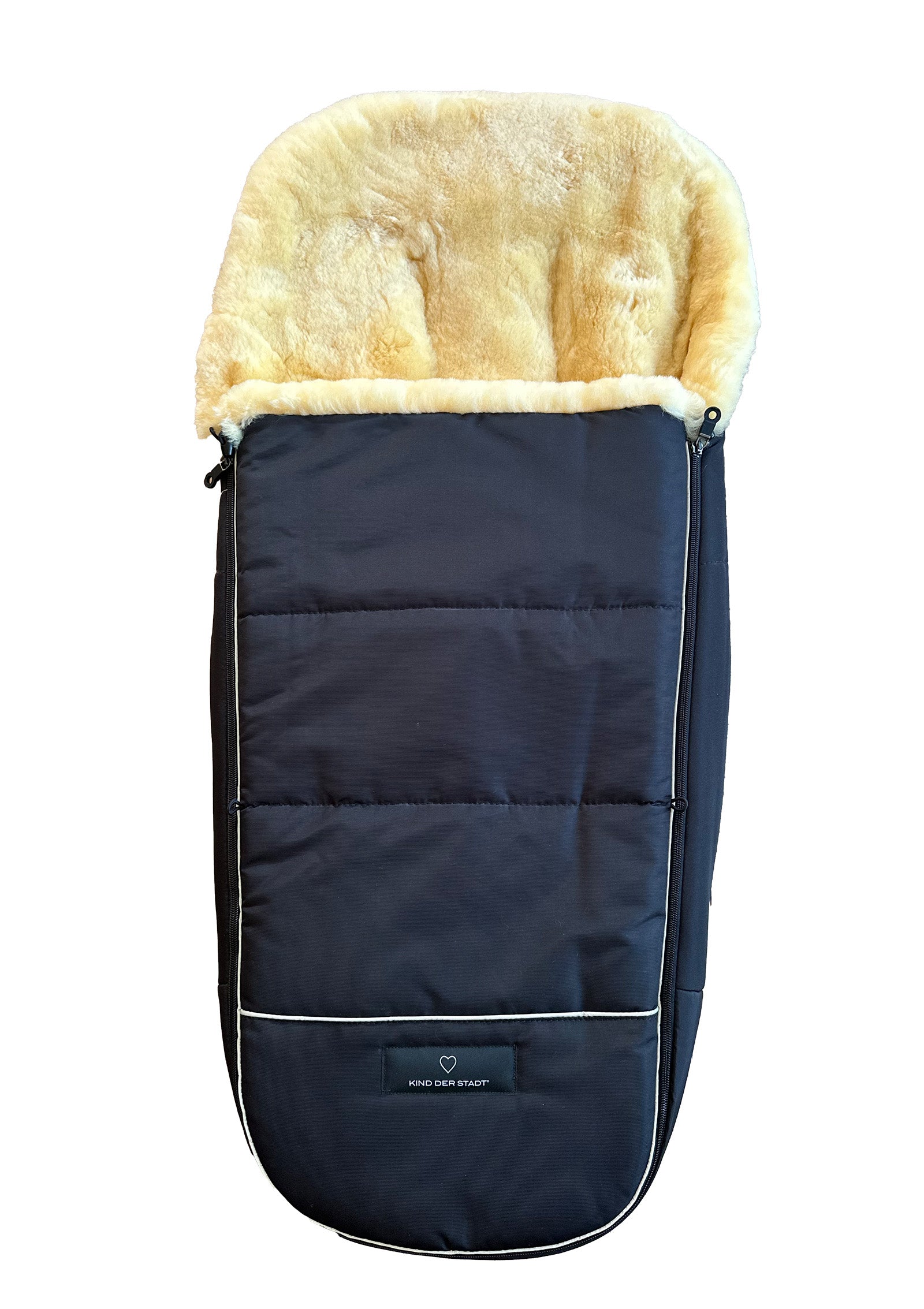 lammfell schlafsack baby KIND DER STADT Premium Lammfell-Fußsack midnight-black