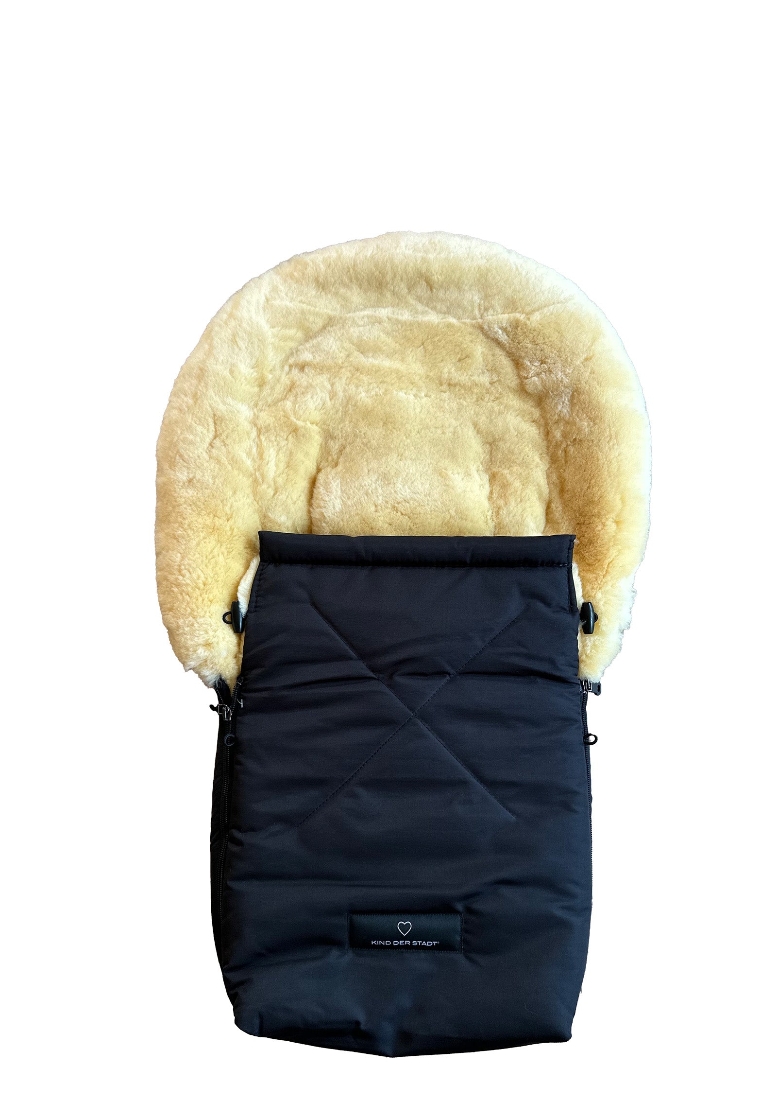 lammfell schlafsack kinderwagen KIND DER STADT Premium Lammfell-Fußsack für Babywanne & Autositz midnight-black