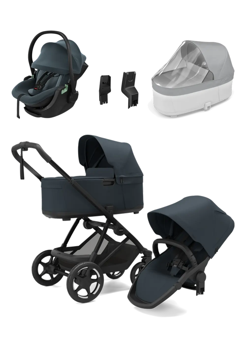 Newborn Kinderwagen-Set 'Charm' & 'Maple Connect' Darkest Blue