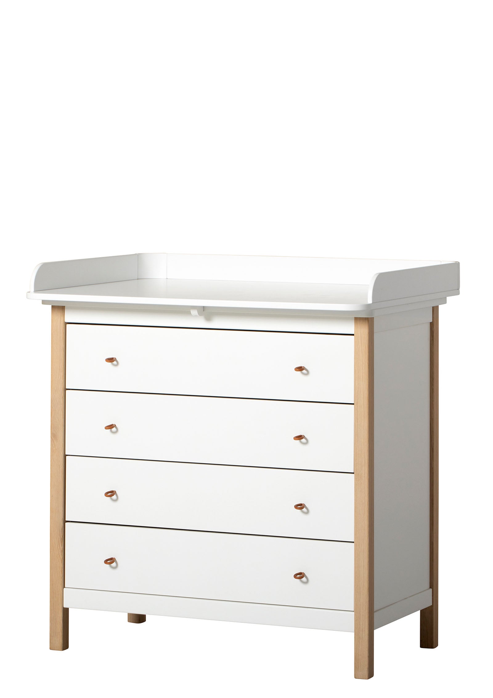 'Wood' Wickelkommode 4 Schubladen weiß/Eiche