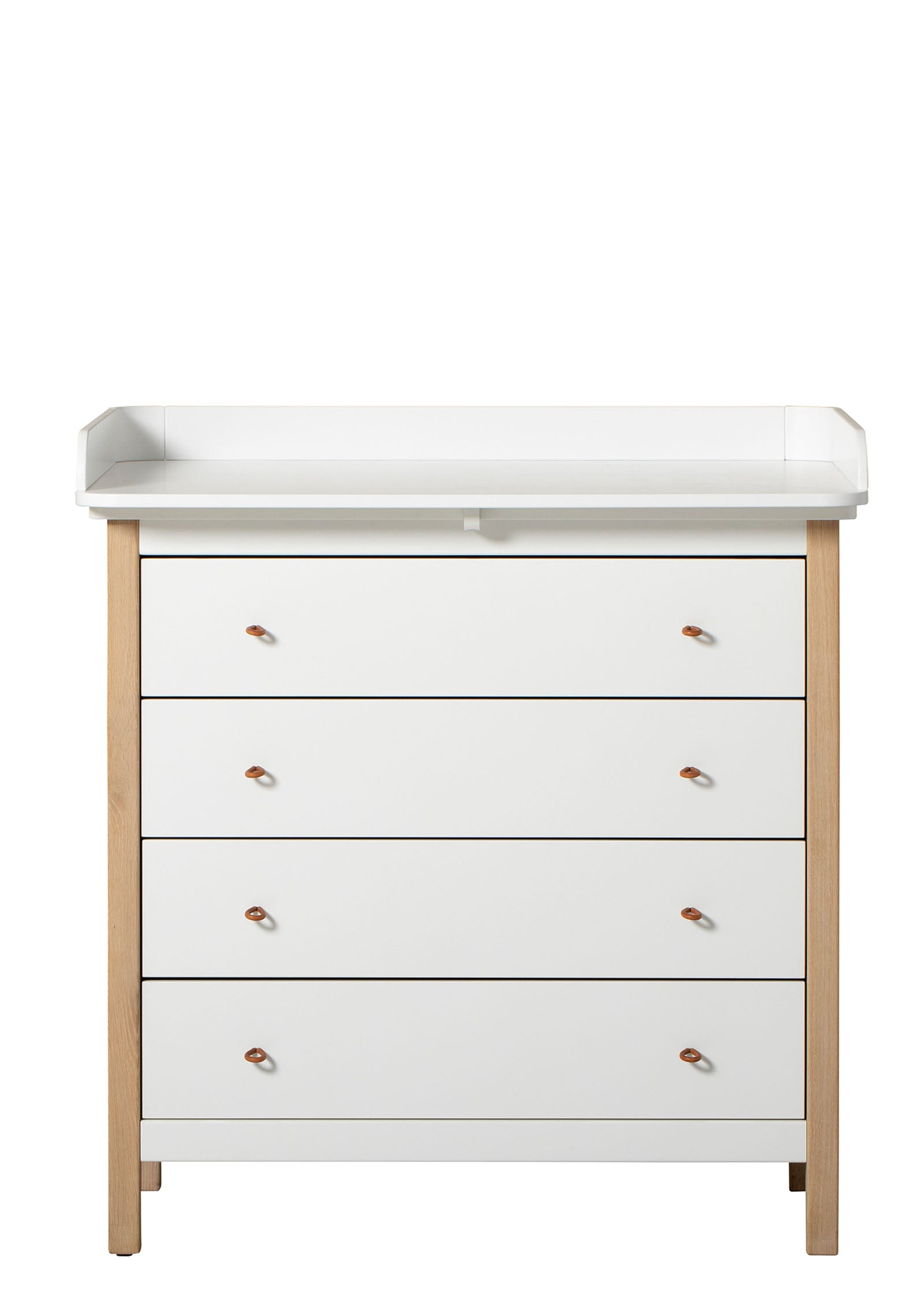 'Wood' Wickelkommode 4 Schubladen weiß/Eiche