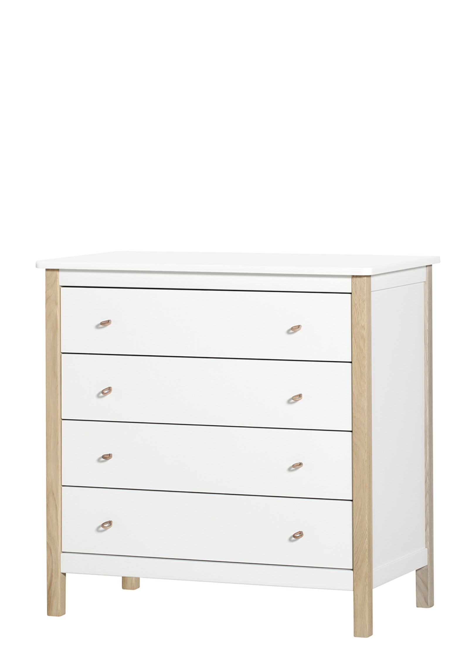 'Wood' Kommode 4 Schubladen weiß/Eiche