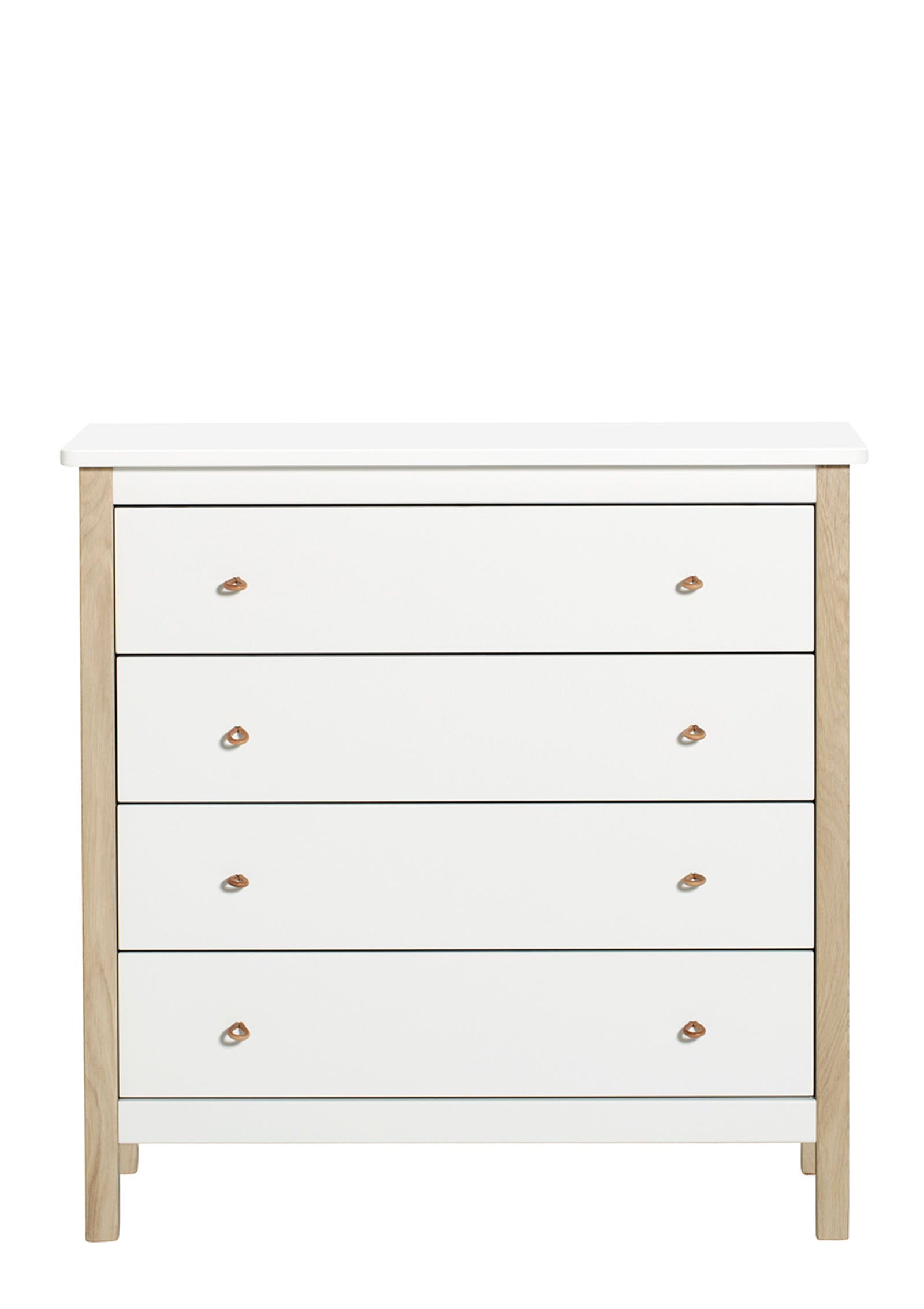 'Wood' Kommode 4 Schubladen weiß/Eiche