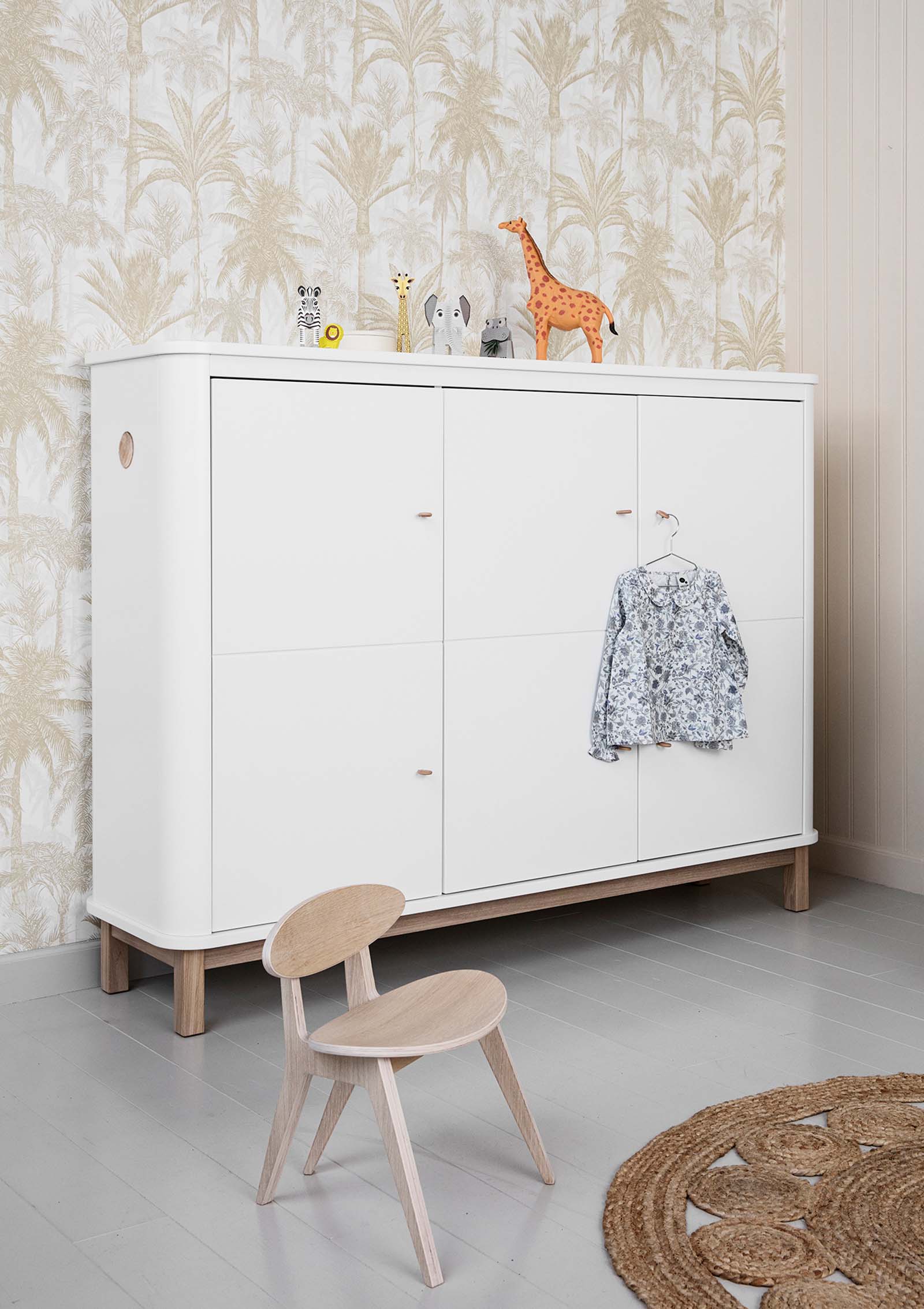 'Wood' Multi-Schrank 3-türig weiss / Eiche