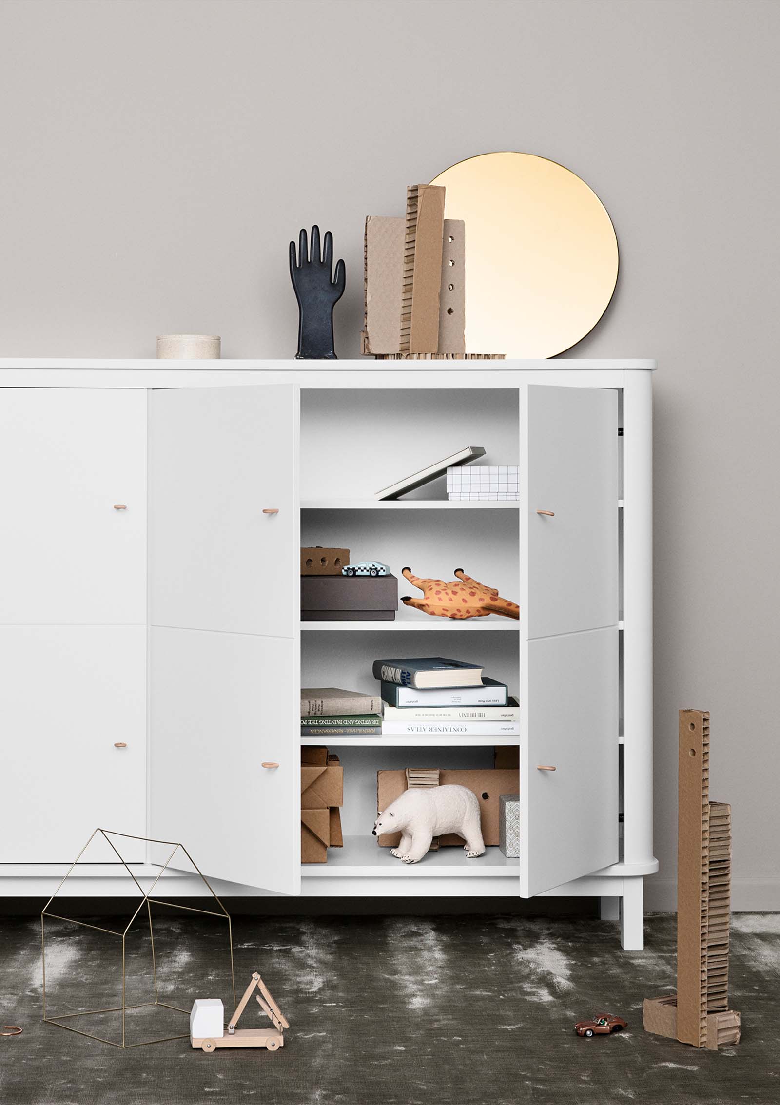 'Wood' Multi-Schrank 3-türig weiss