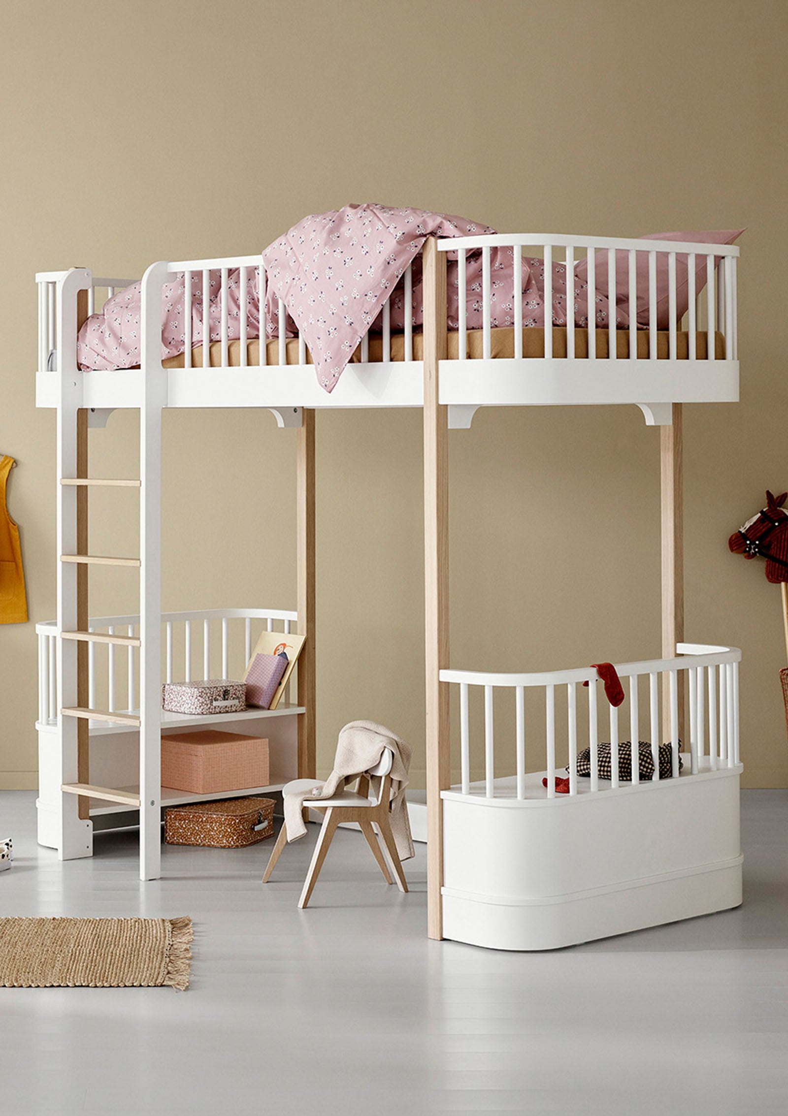 'Wood' Hochbett weiß / Eiche