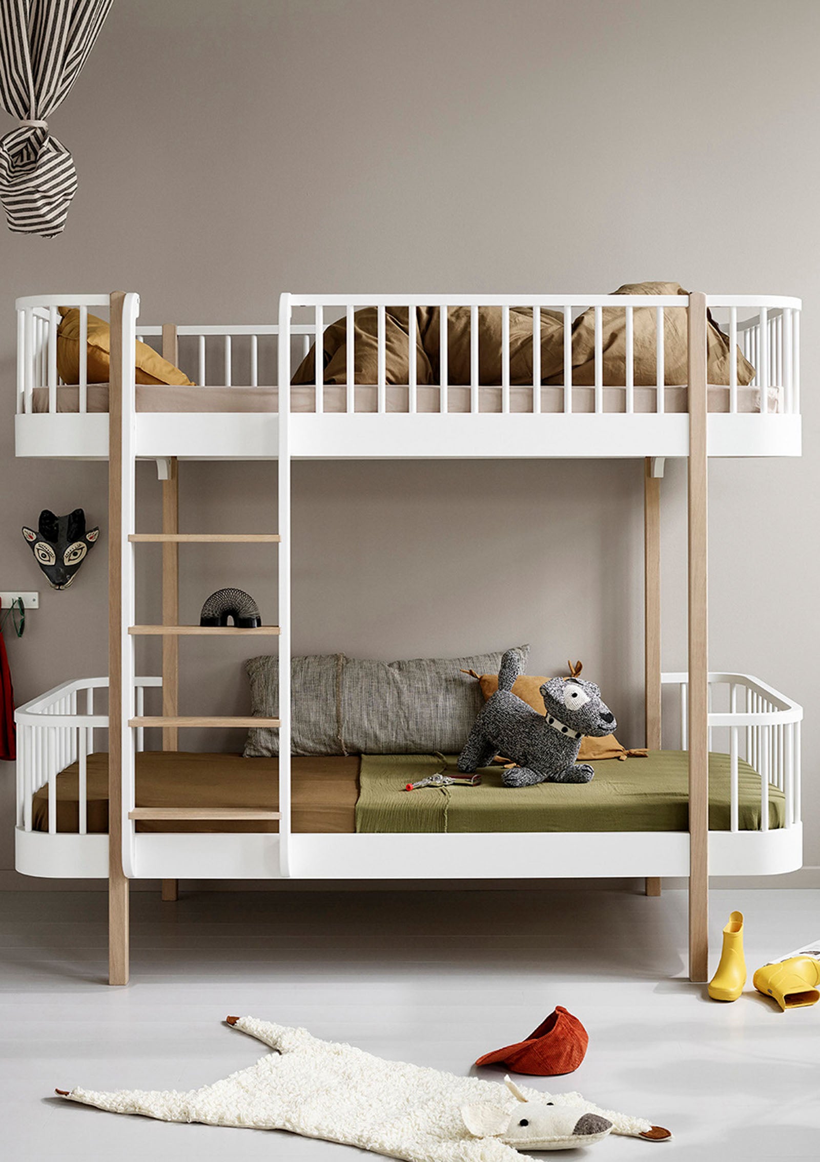 'Wood' Etagenbett weiß / Eiche