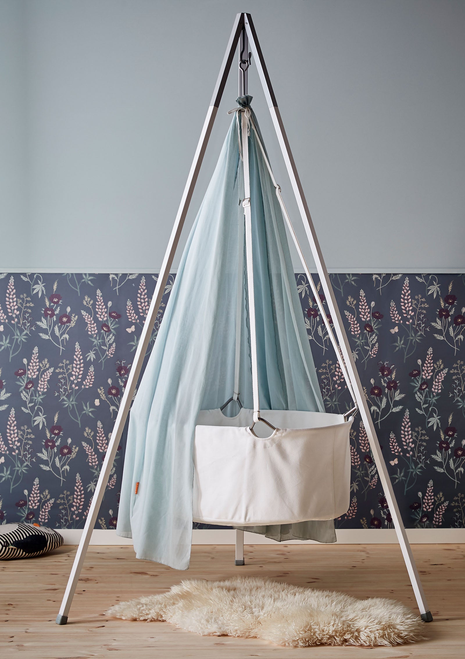 Classic Wiege Set mit Stativ Weiß/Weiß