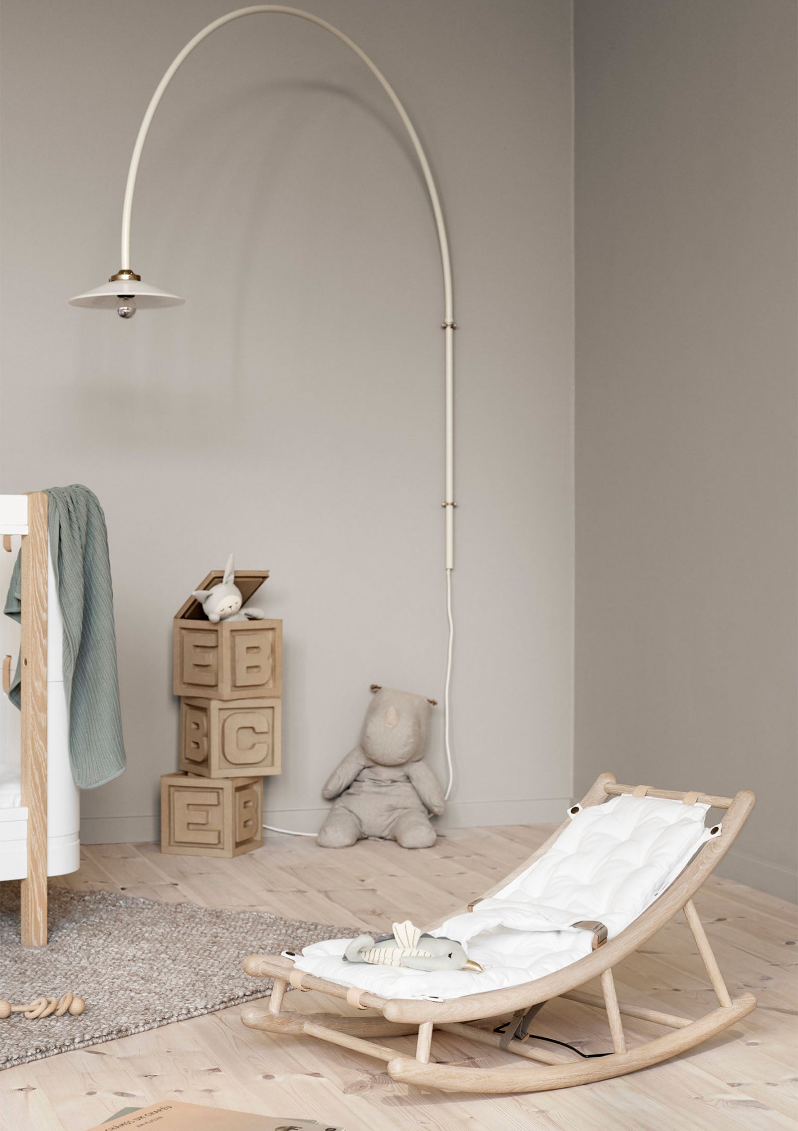 'Wood' Baby- & Kleinkind-Wippe Eiche/weiß