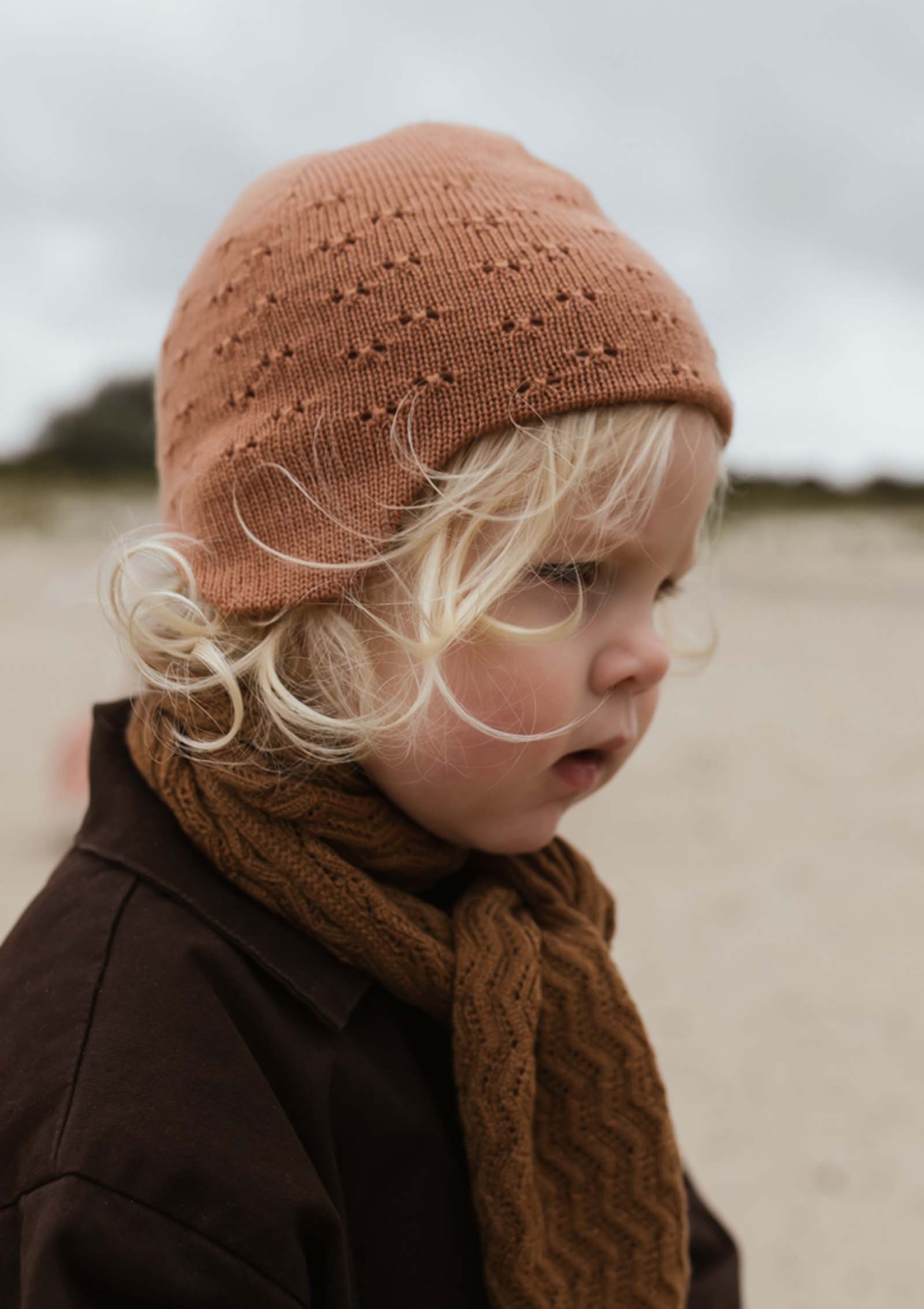 hvid Merino Mütze 'Dua' Terracotta