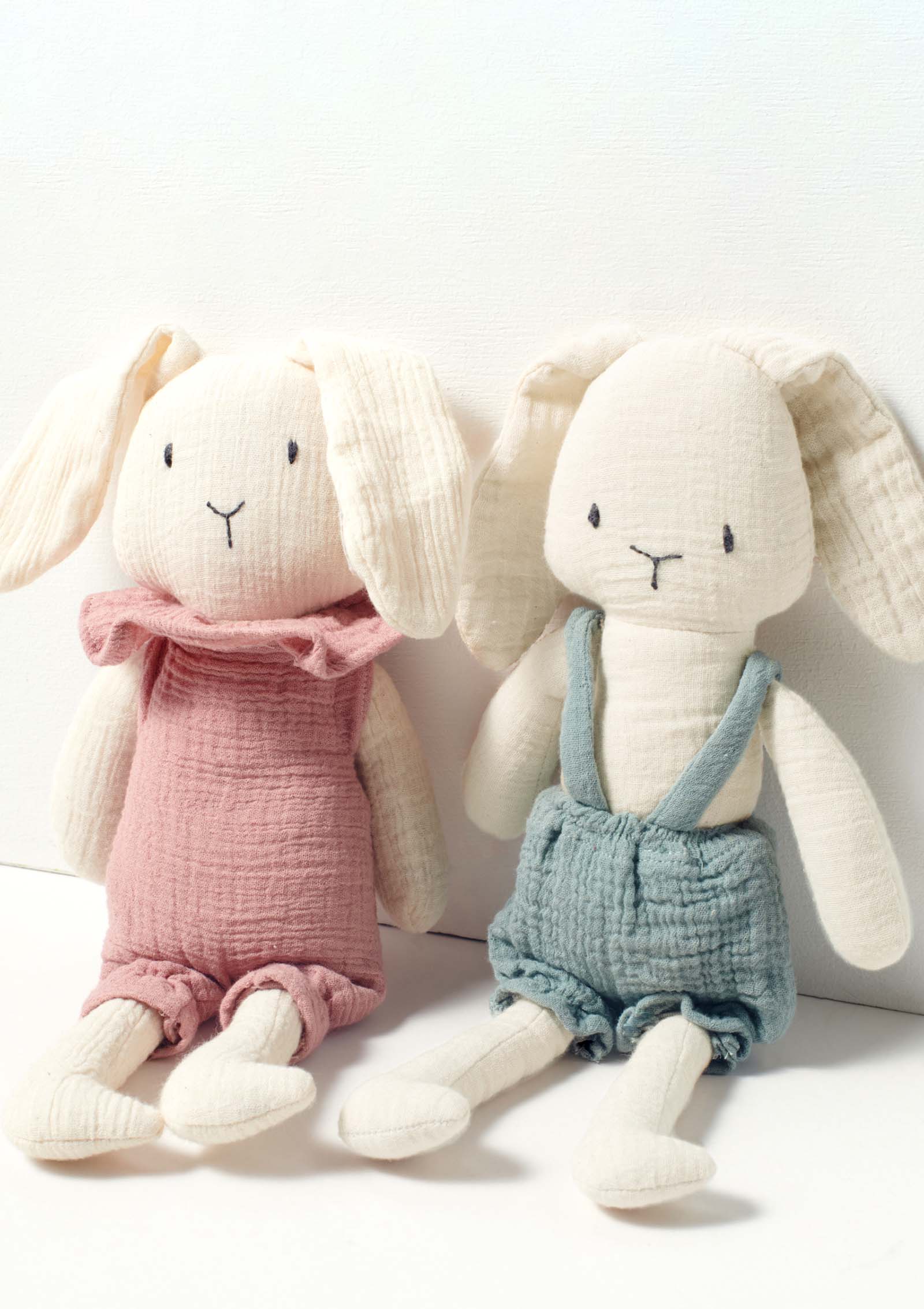 Kuscheltier Musselin Hase Ben Natur-Jade