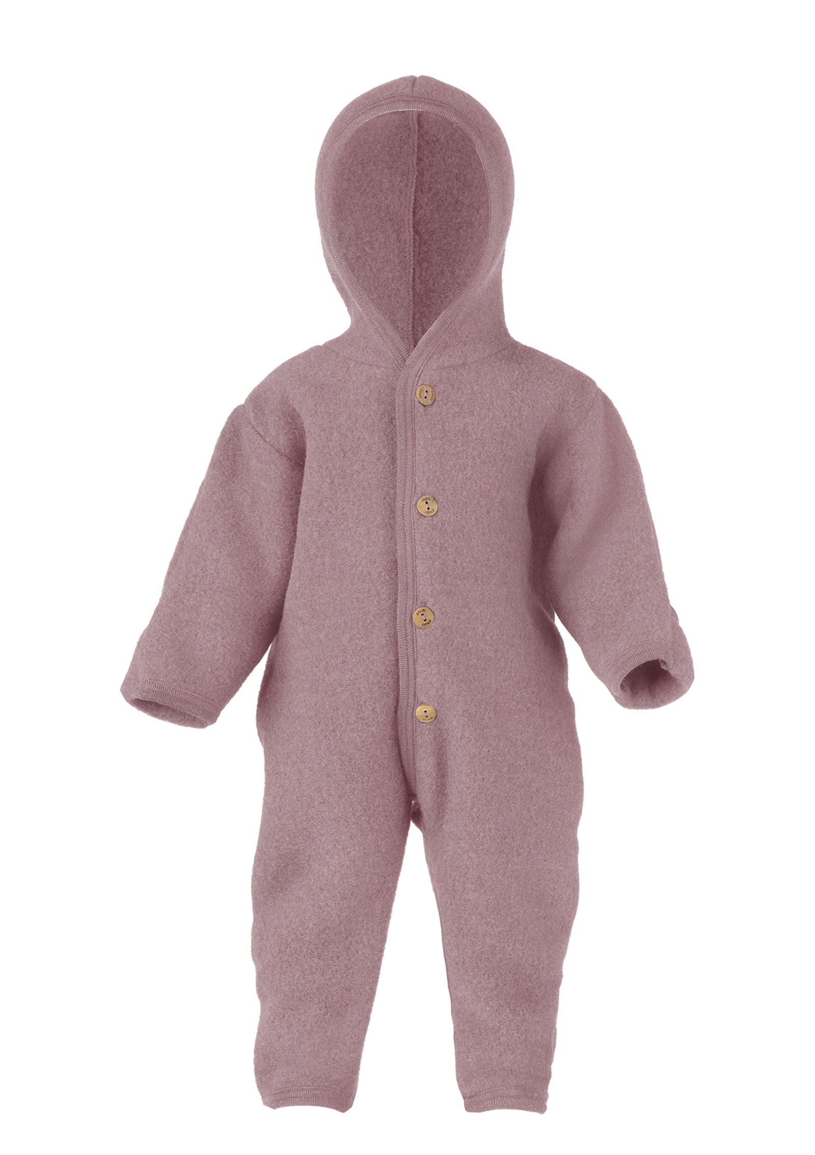 Wollfleece Overall mit Kapuze rosenholz melange