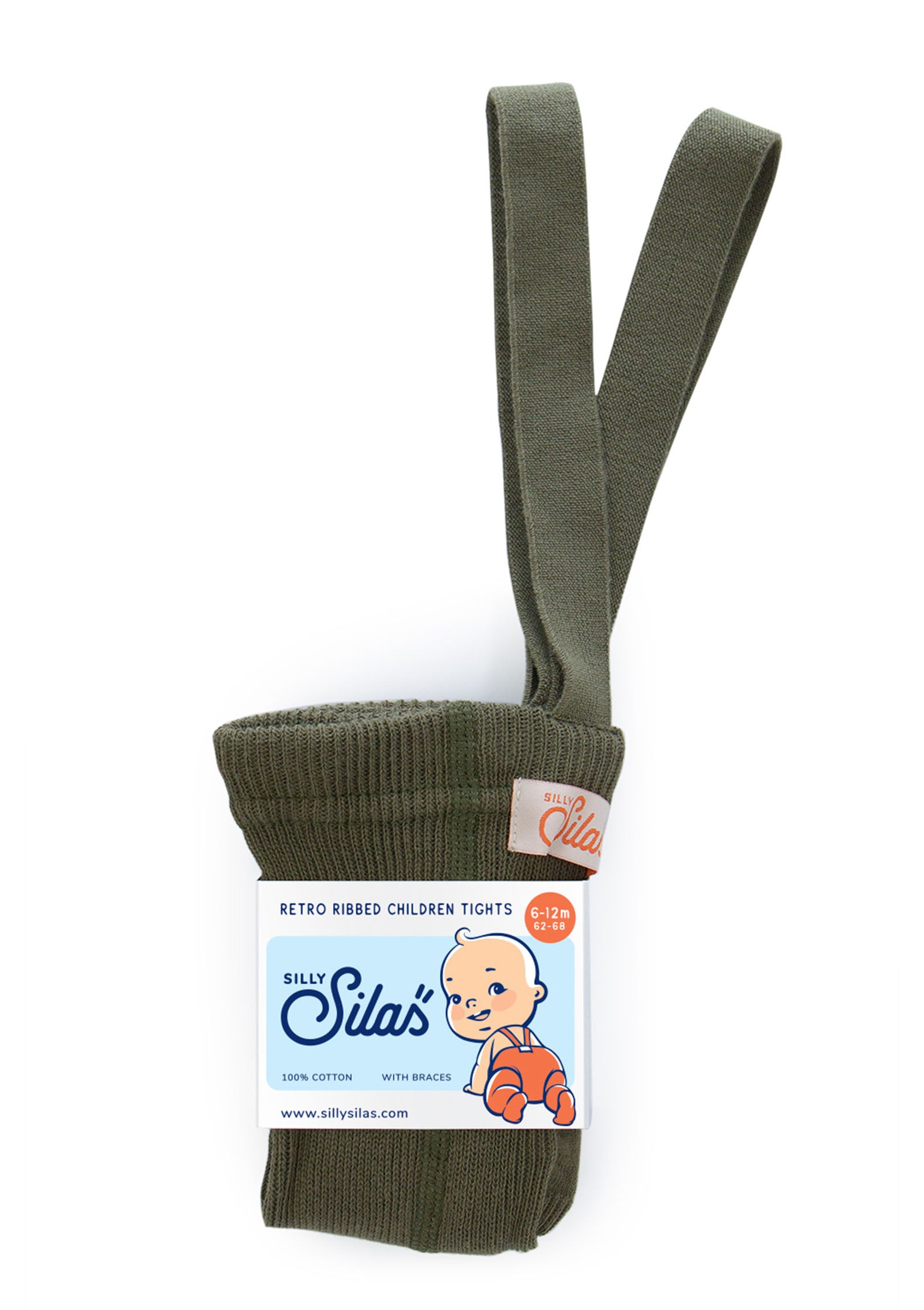 Strumpfhose mit Trägern mit Fuß olive