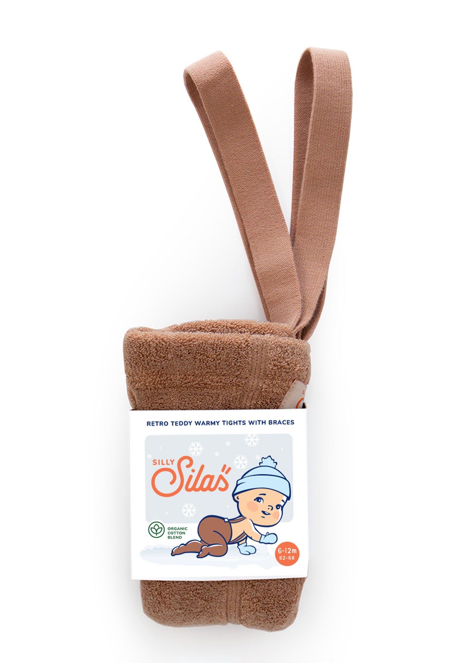 Teddy-Strumpfhose mit Trägern mit Fuß light brown rose