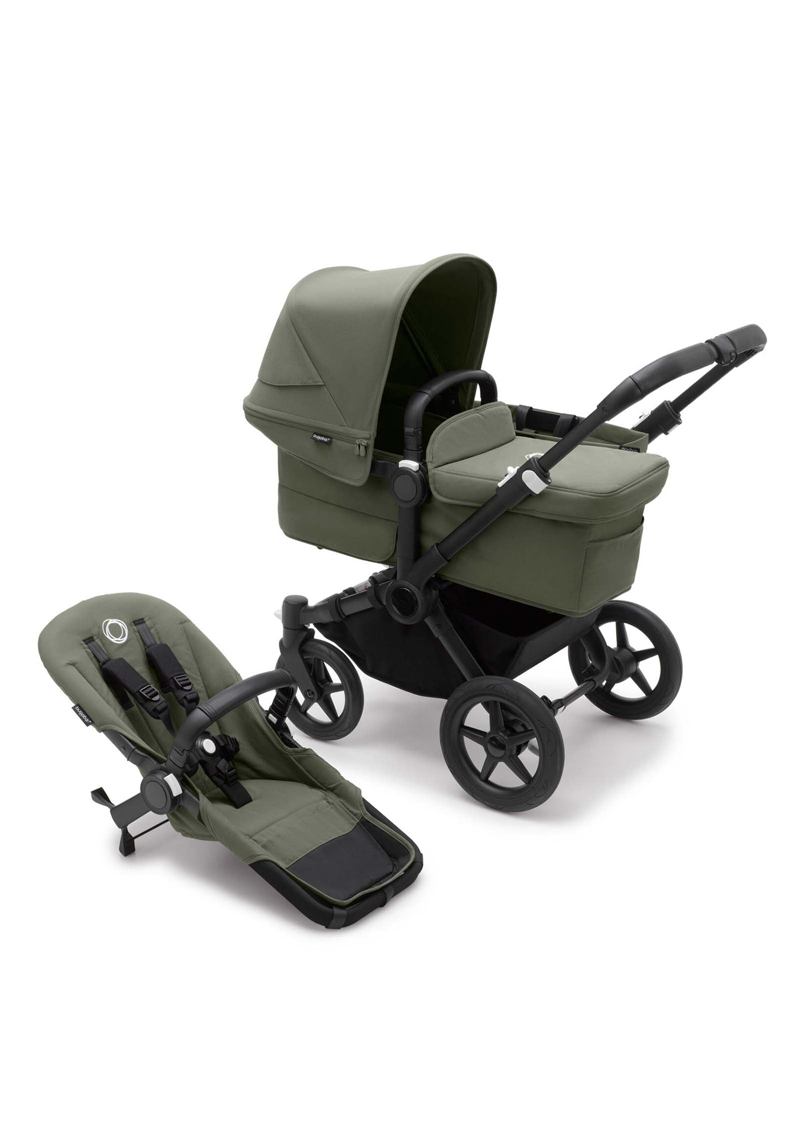 bugaboo Donkey 5 Mono Kinderwagen-Set Schwarz / Waldgrün