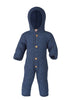Wollfleece Overall mit Kapuze blau melange